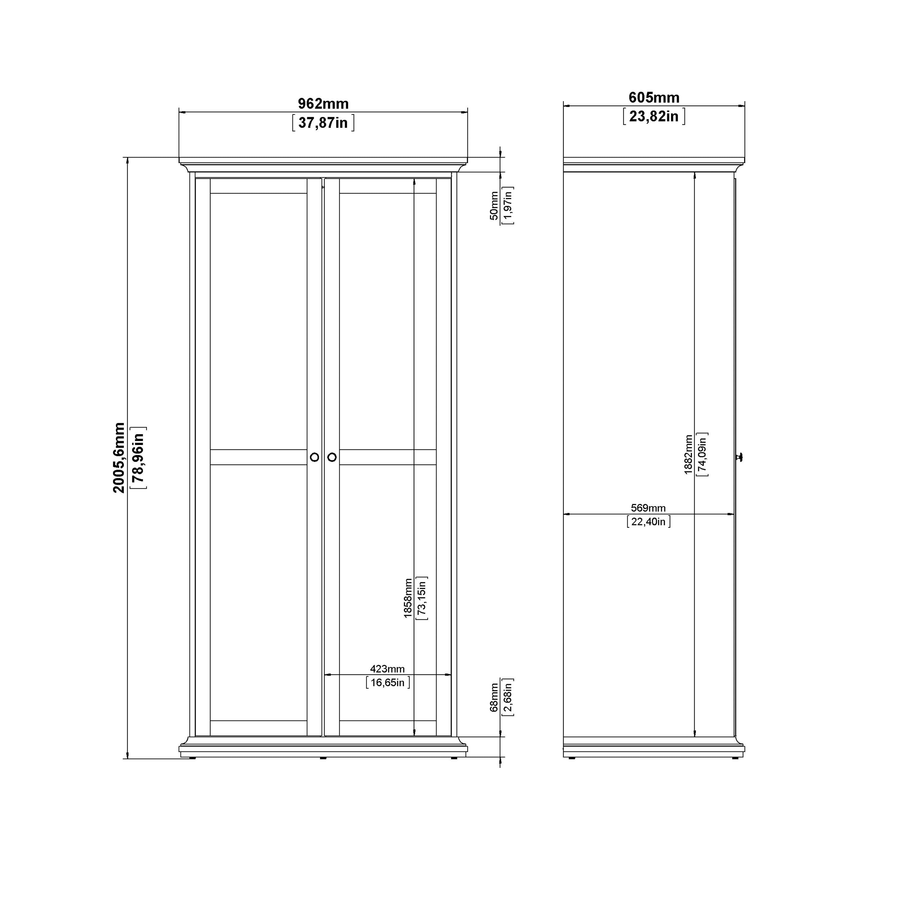 Paris Wardrobe with 2 Doors in White