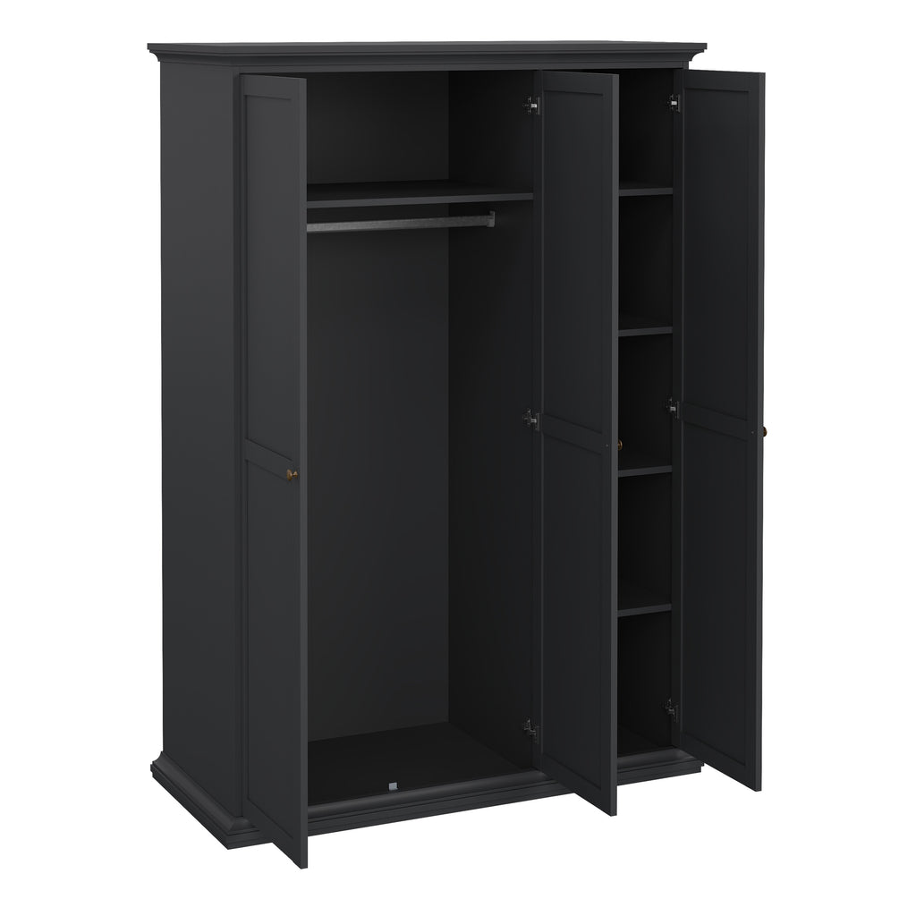 Paris Wardrobe with 3 Doors in Matt Grey