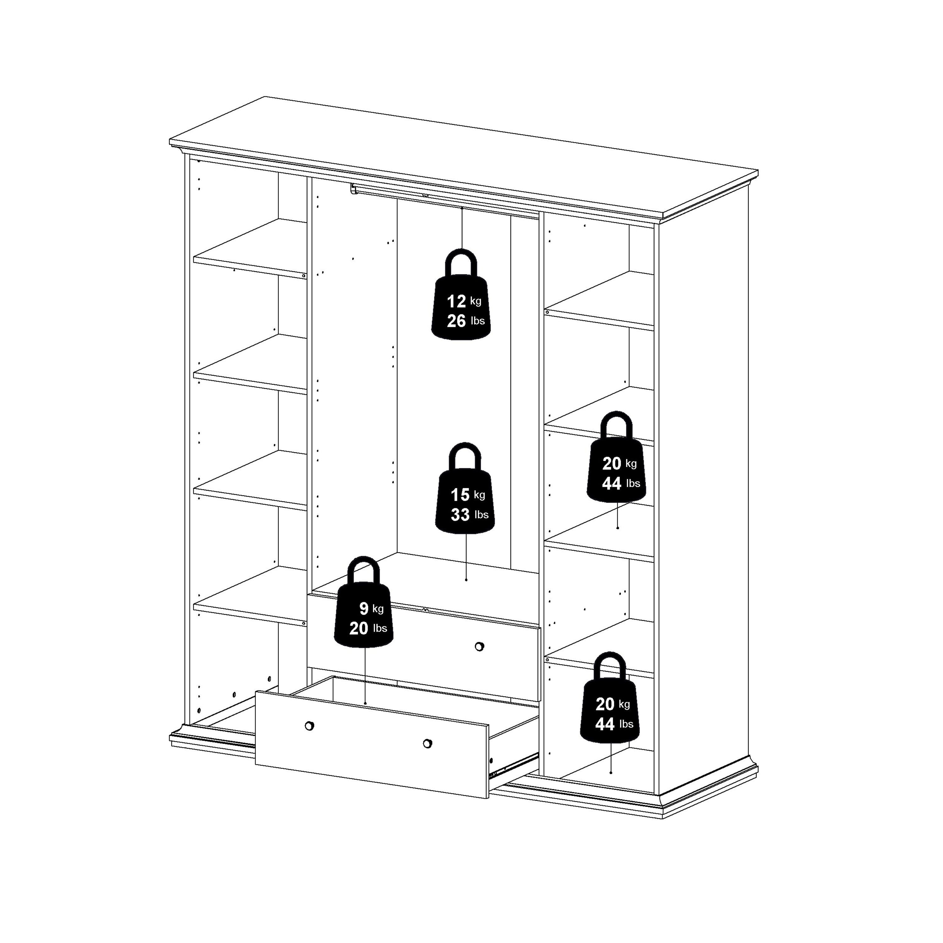 Paris Wardrobe with 4 Doors and 2 Drawers in White