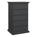 Paris Chest 5 Drawers in Matt Grey