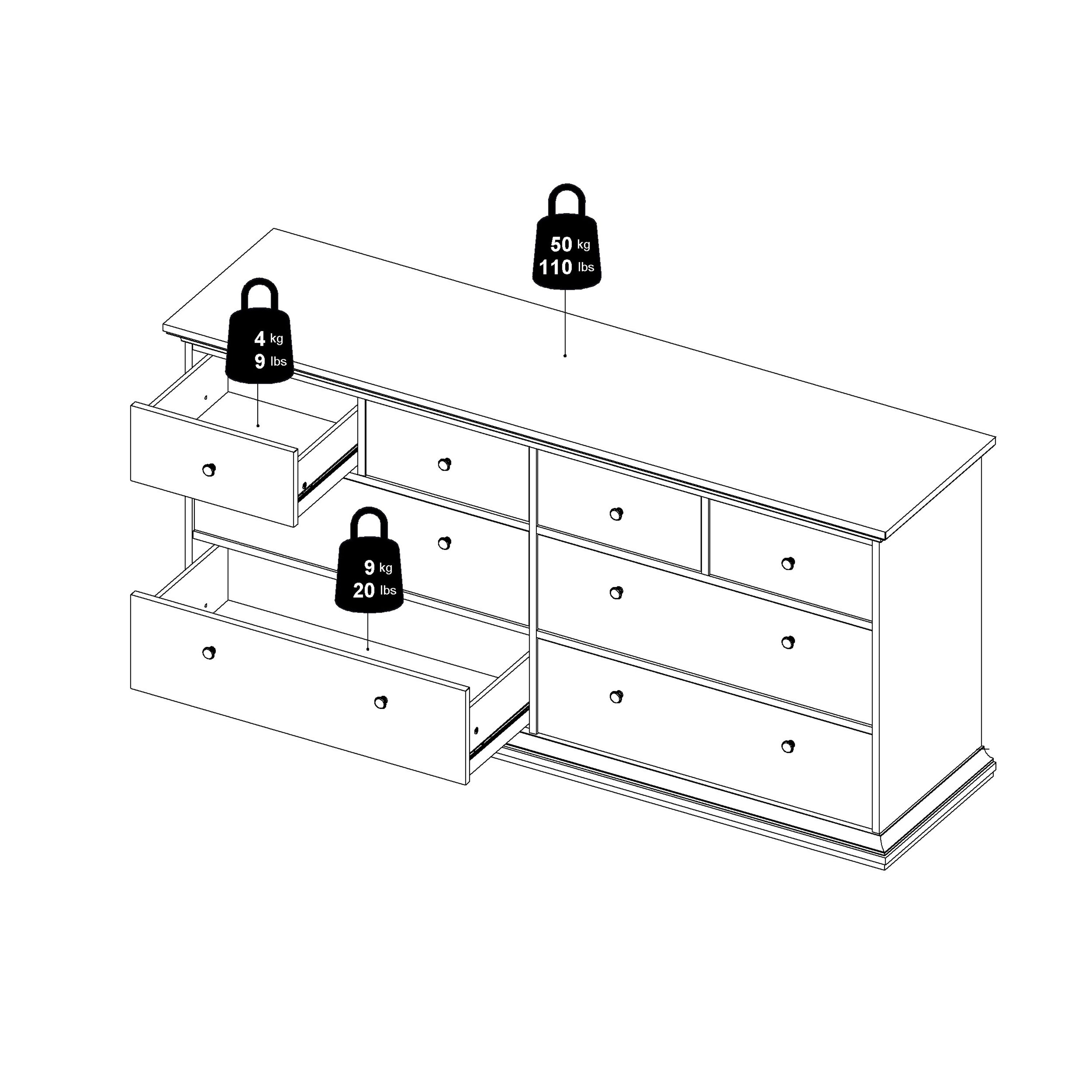 Paris Chest of 8 Drawers in White