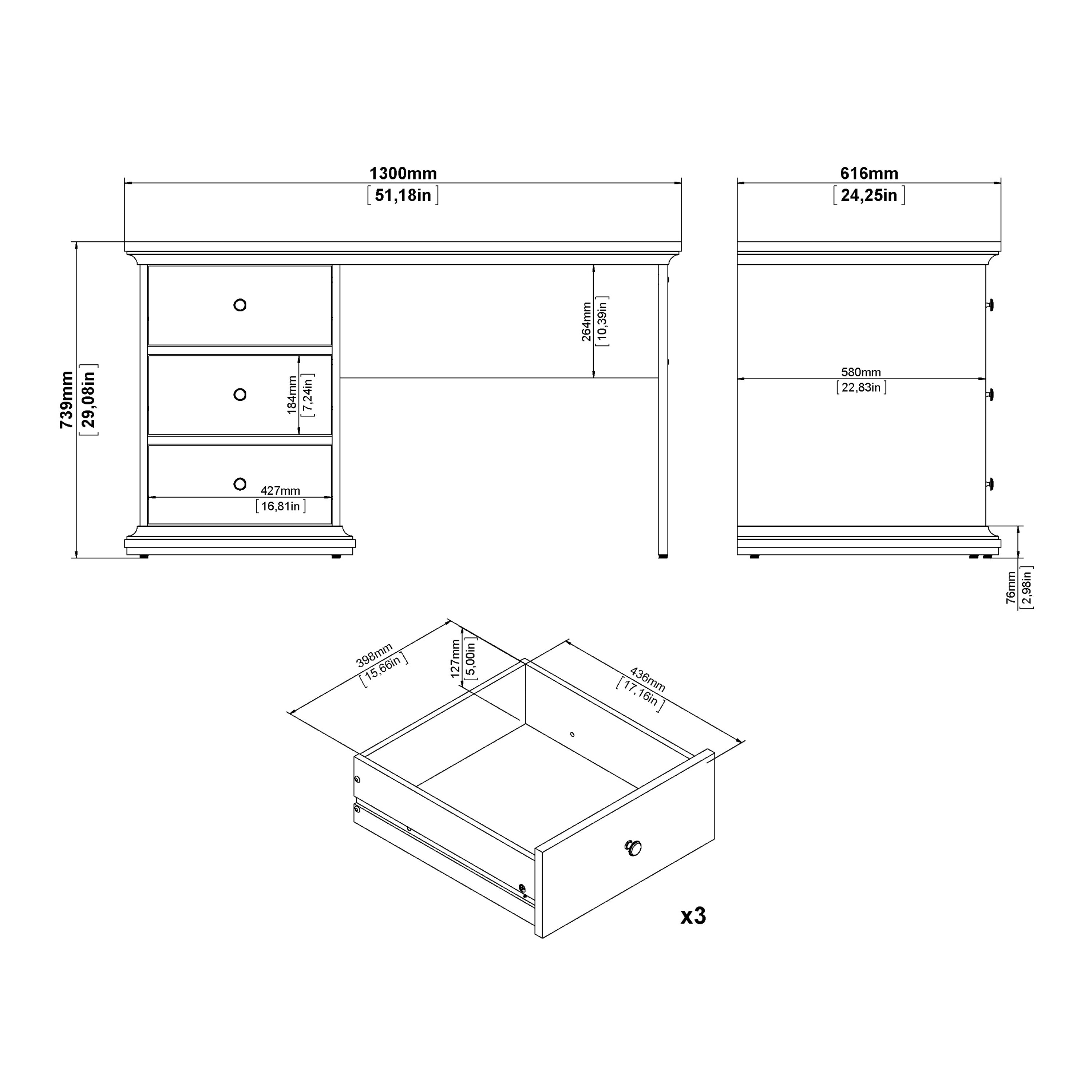 Paris Desk in White