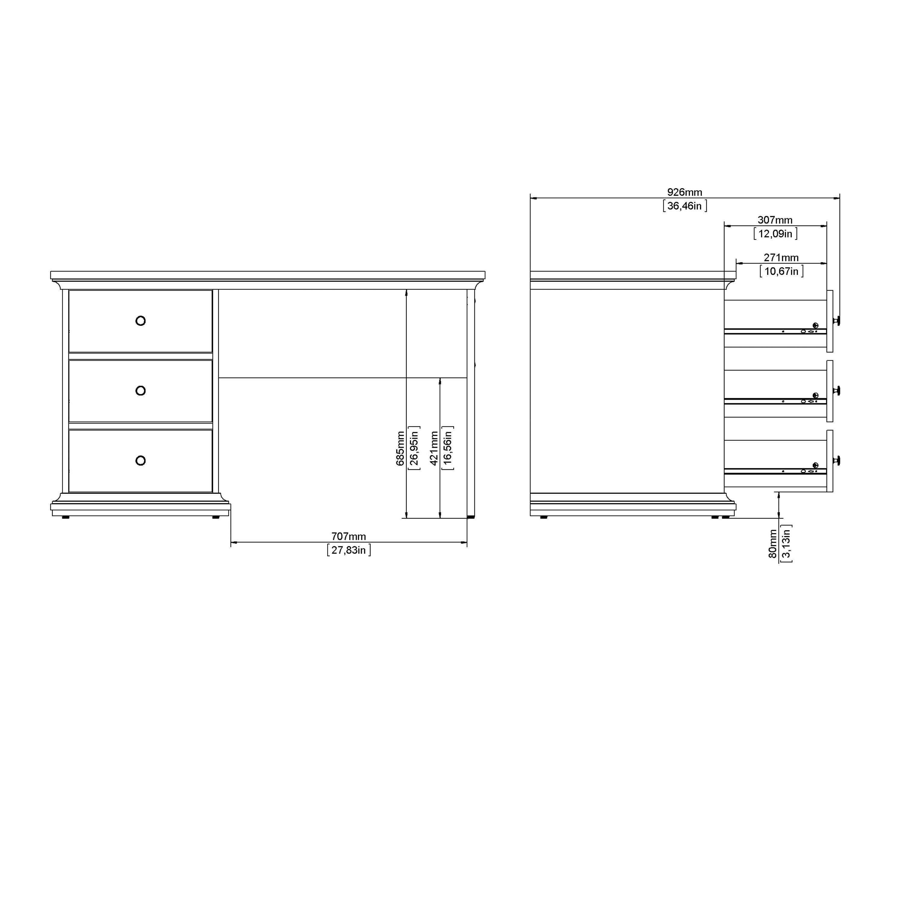 Paris Desk in White