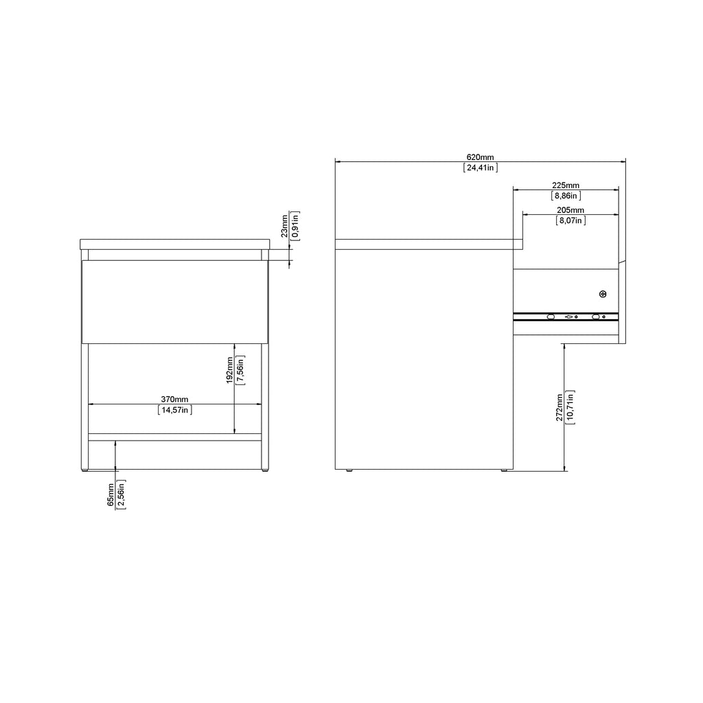 Naia Bedside 1 Drawer 1 Shelf in Black Matt