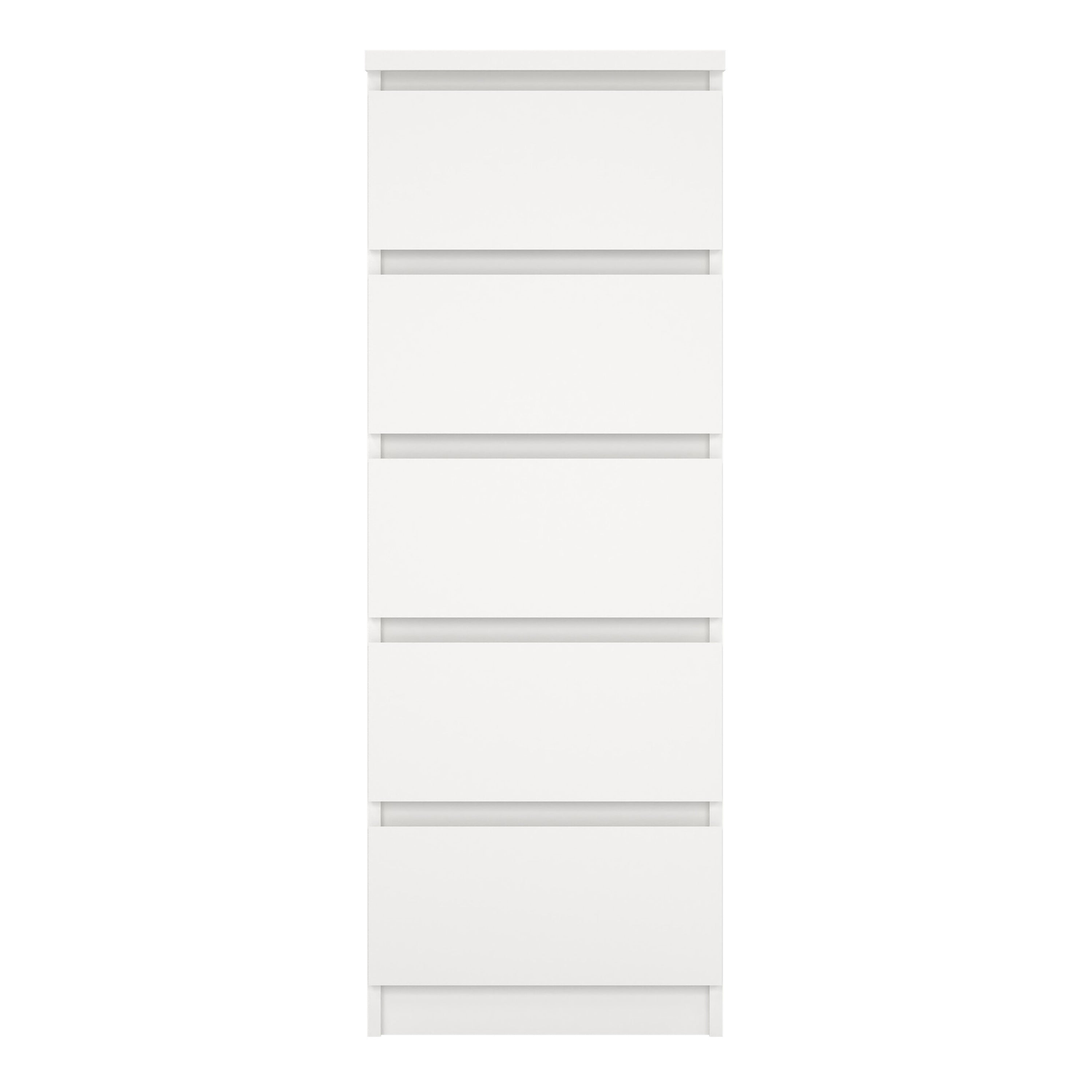 Naia Narrow Chest of 5 Drawers in White