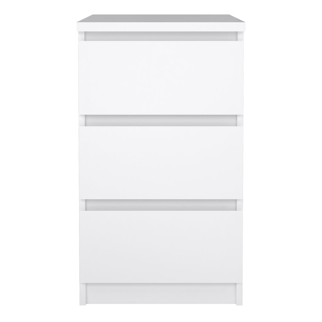 Naia Bedside 3 Drawers in White High Gloss