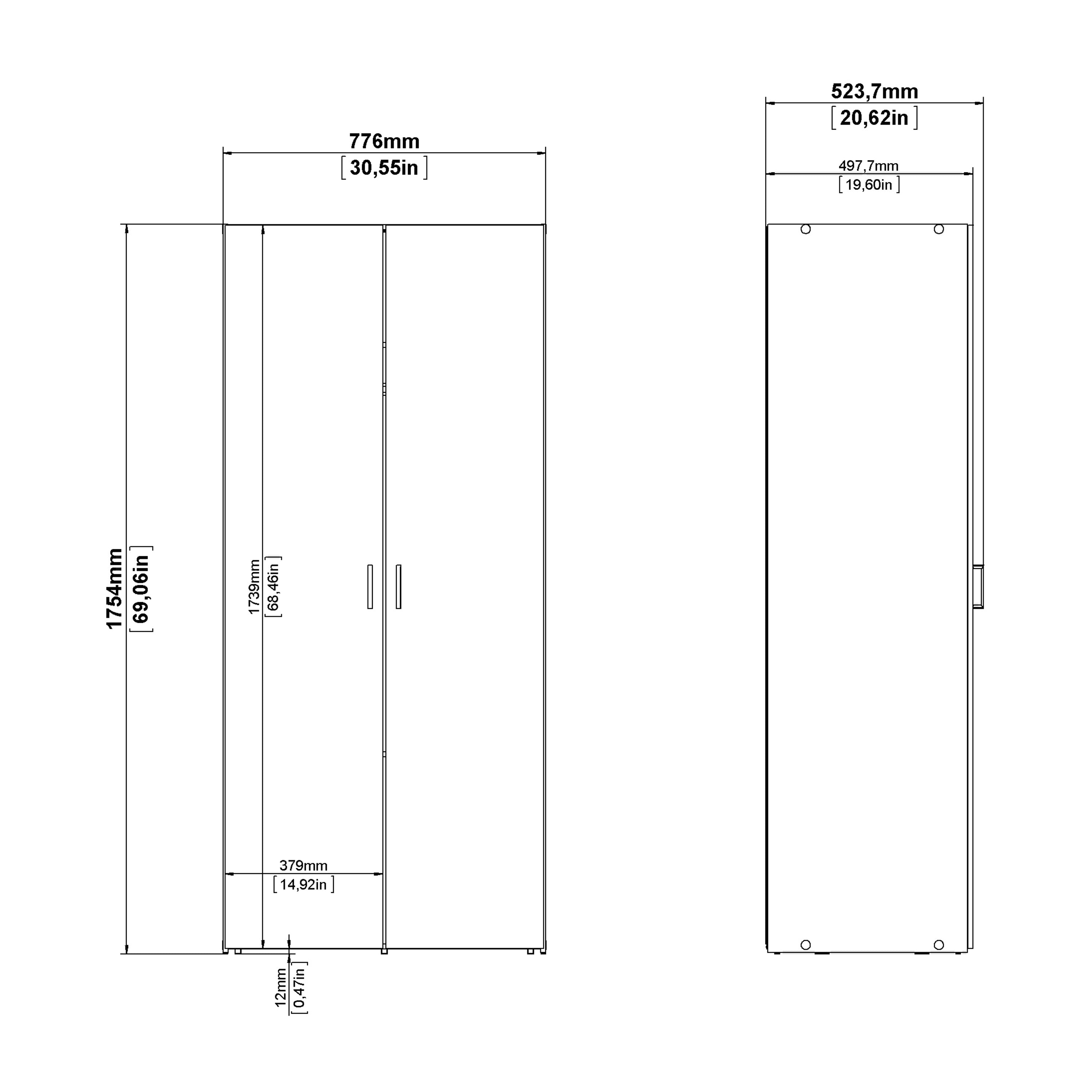 Space Package - Bedside 1 Drawer + Chest of 3 Drawers + Wardrobe with 2 Doors in White