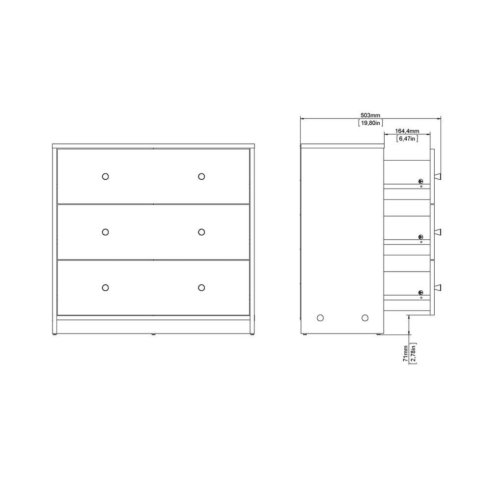 May Chest of 3 Drawers in Jackson Hickory Oak