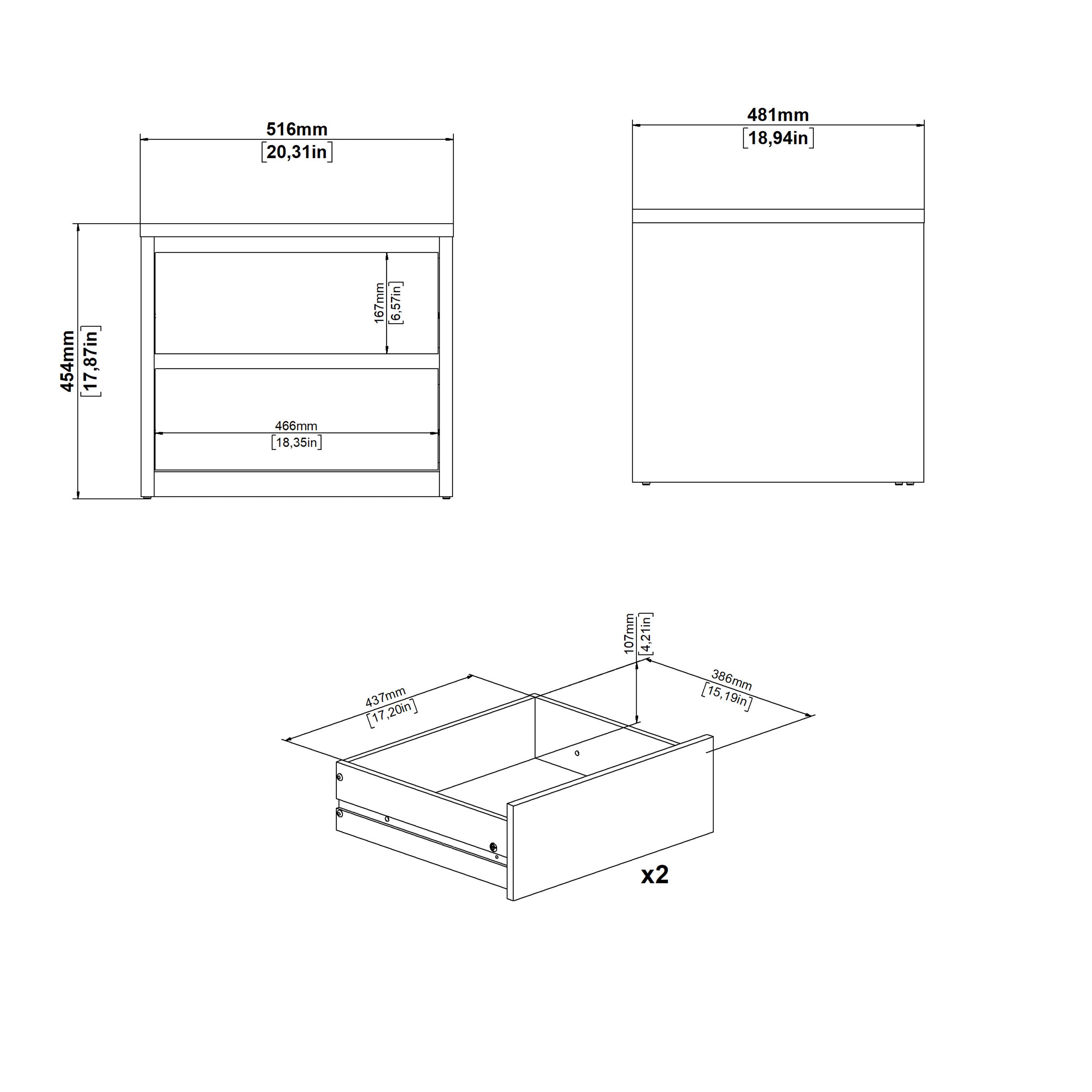 Next Nightstand 2 drawers White