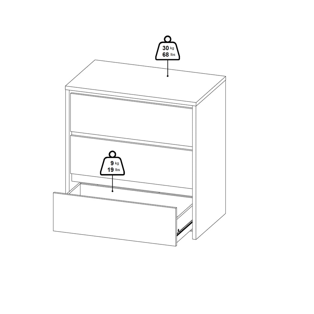 Next Chest 3 drawers Jackson Hickory White high gloss