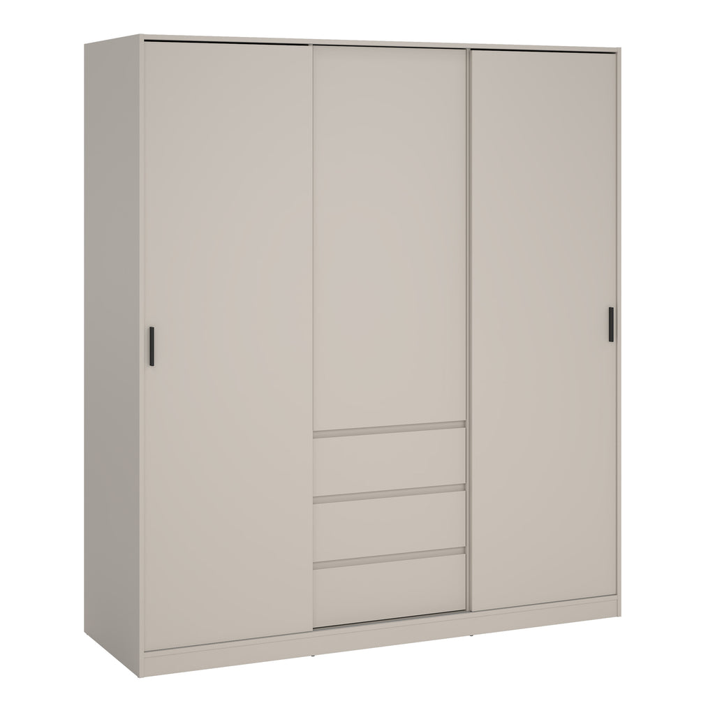 Naia Wardrobe with 2 sliding Doors 1 Door 3 Drawers in Cashmere