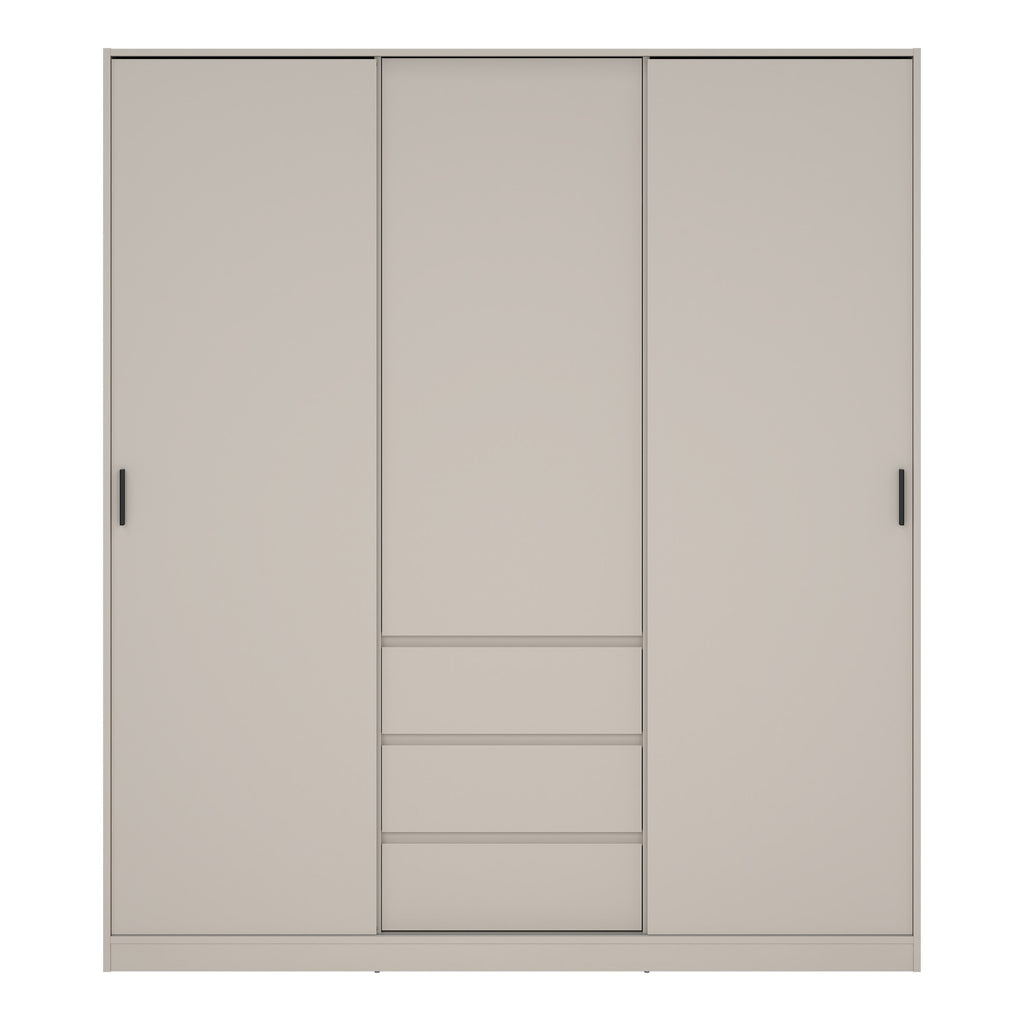 Naia Wardrobe with 2 sliding Doors 1 Door 3 Drawers in Cashmere
