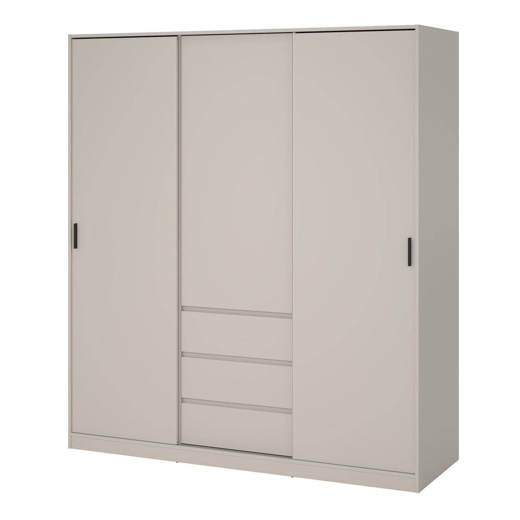 Naia Wardrobe with 2 sliding Doors 1 Door 3 Drawers in Cashmere