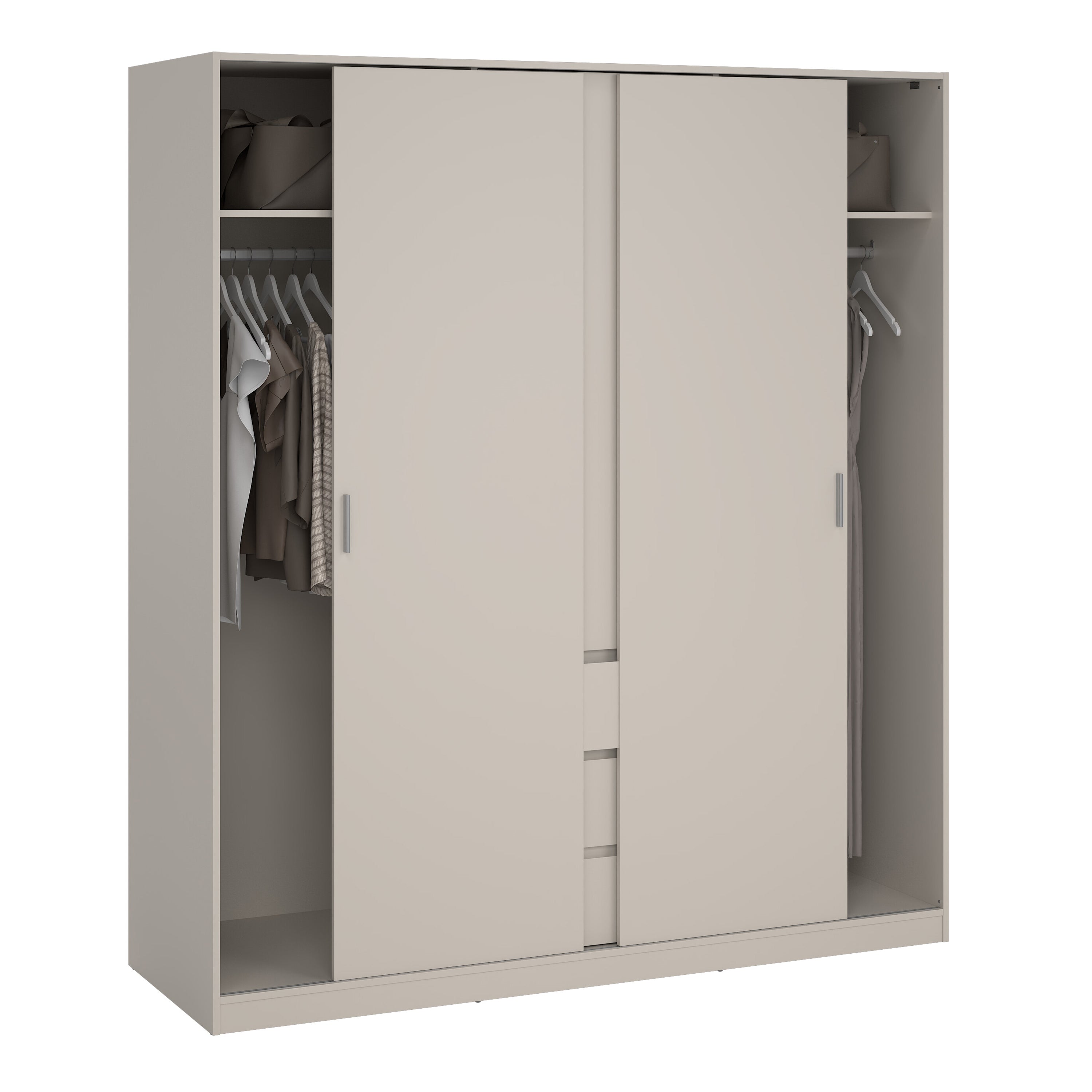 Naia Wardrobe with 2 sliding Doors 1 Door 3 Drawers in Cashmere