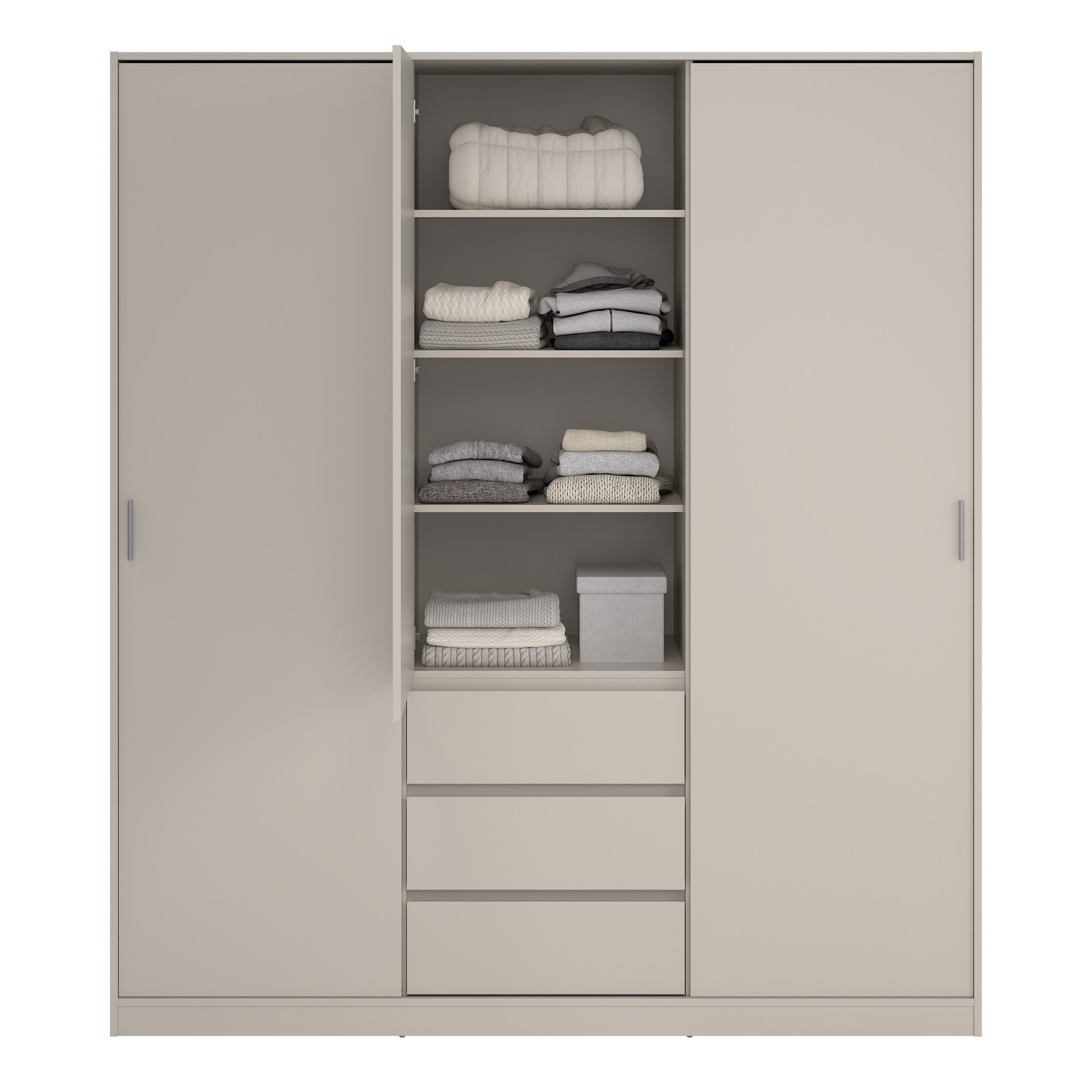 Naia Wardrobe with 2 sliding Doors 1 Door 3 Drawers in Cashmere
