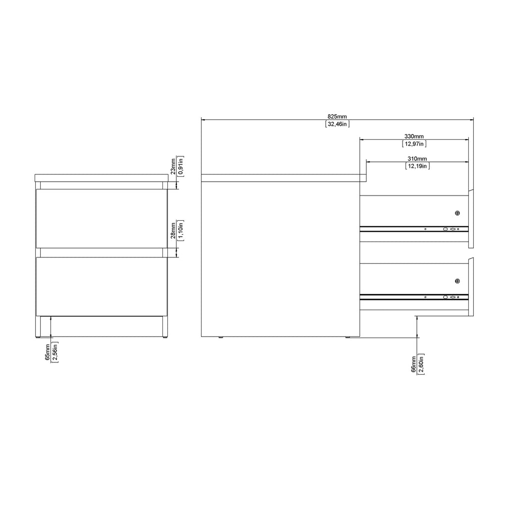 Naia Bedside 2 Drawers in Cashmere