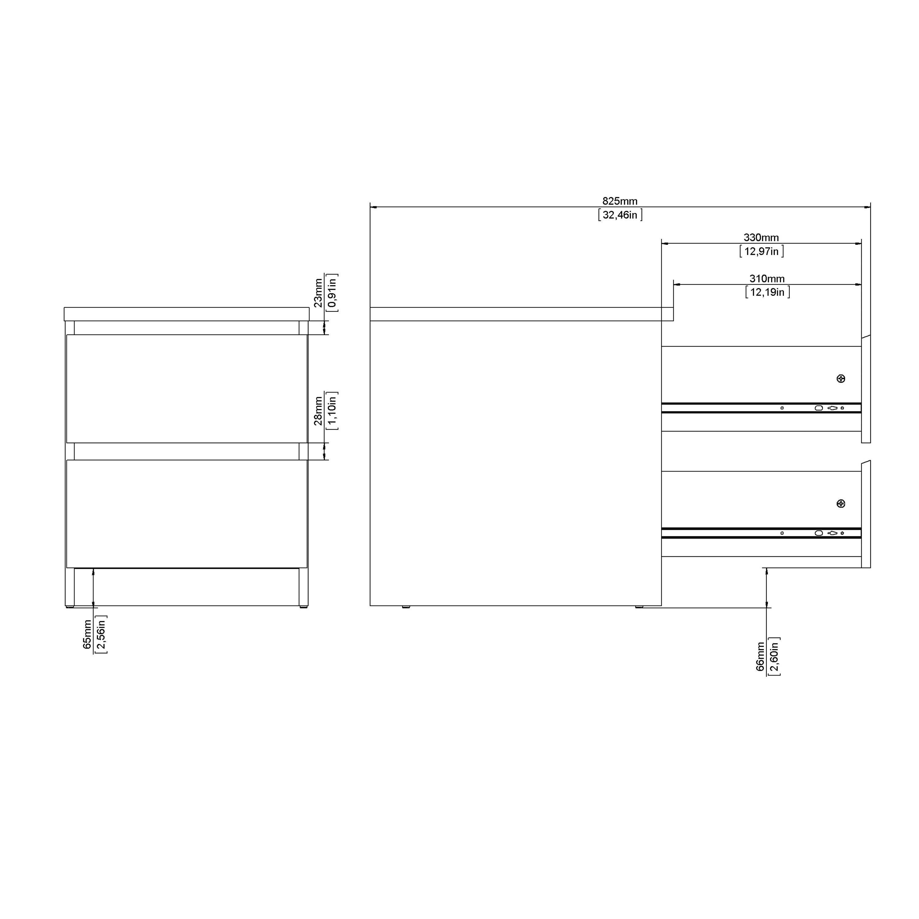 Naia Bedside 2 drawers in White high gloss