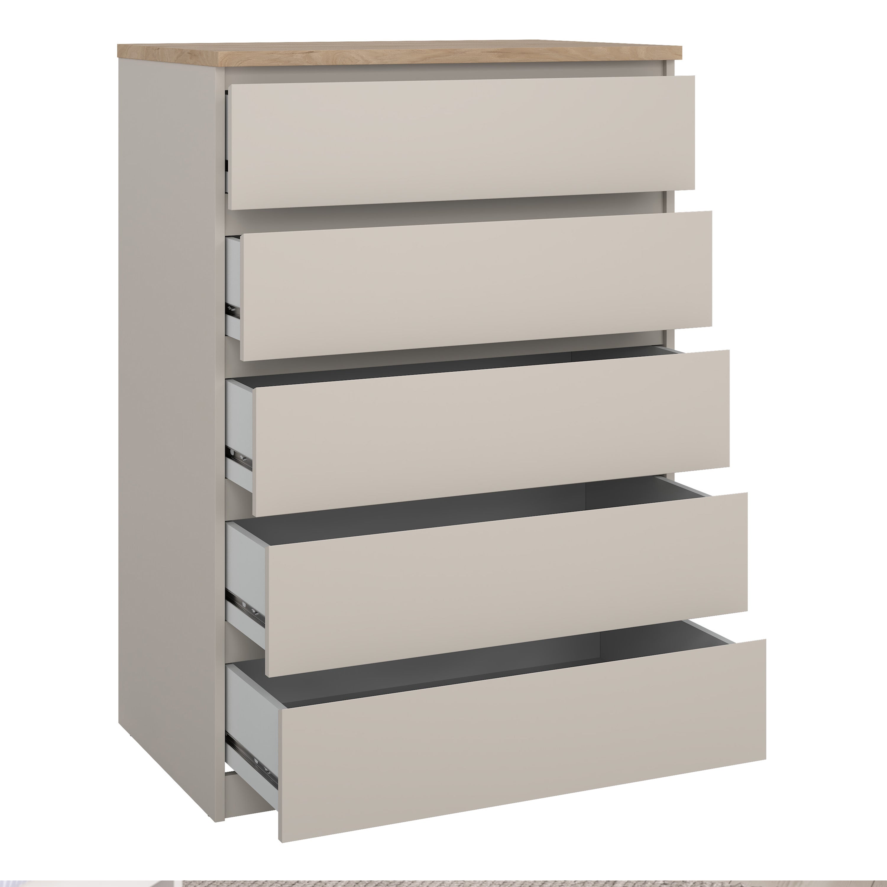 Naia Chest of 5 drawers in Cashmere Jackson Hickory