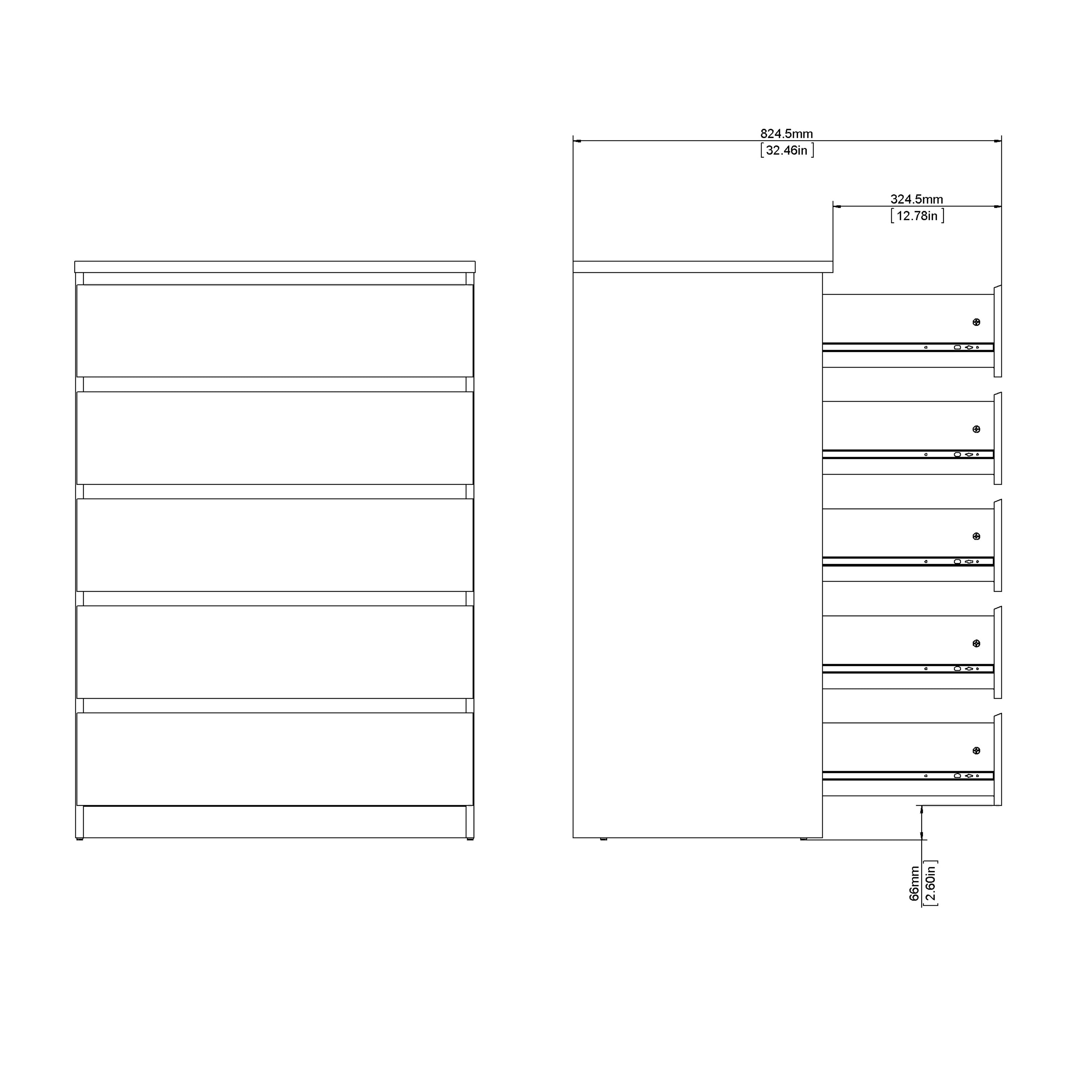 Naia Chest of 5 Drawers in Cashmere