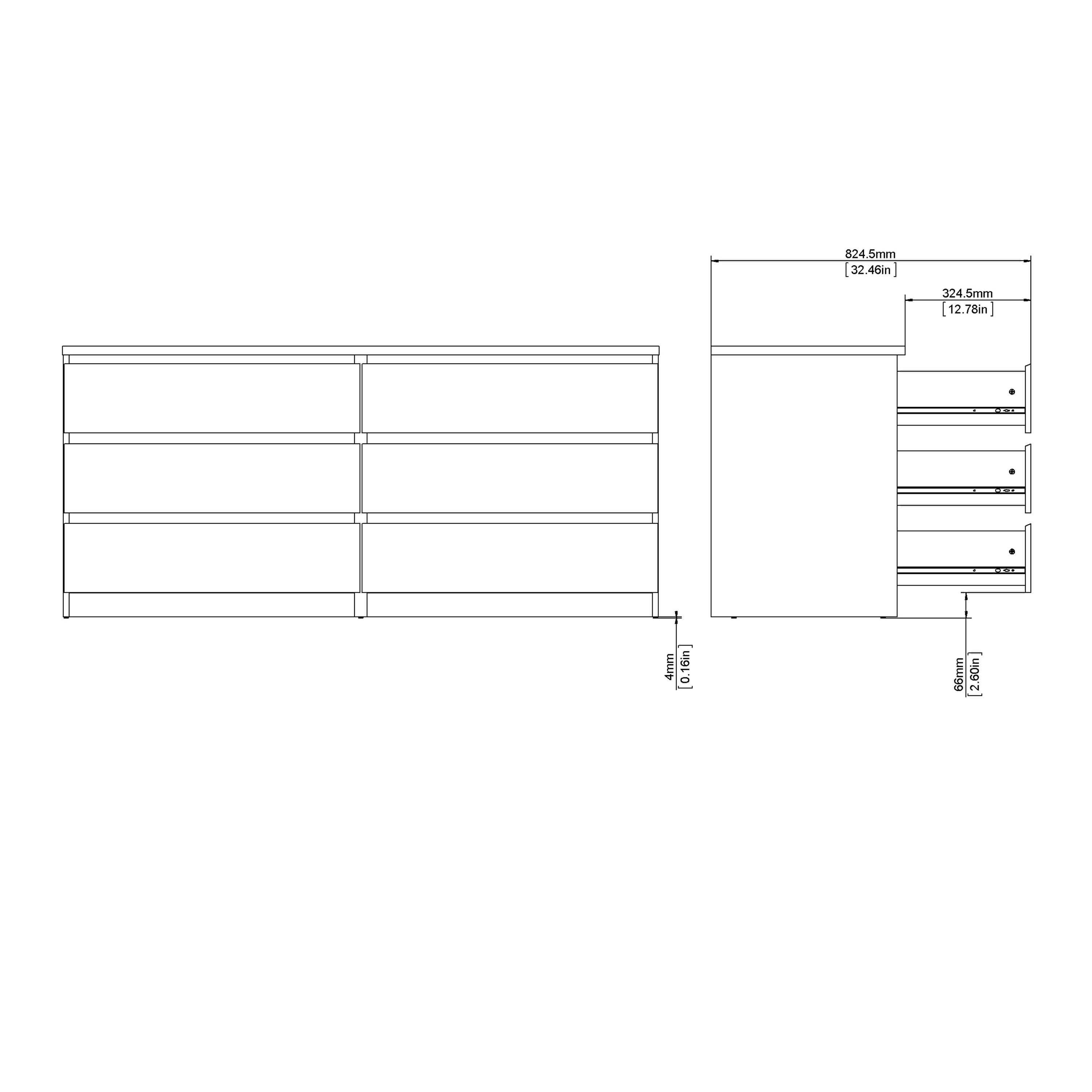 Naia Wide Chest of 6 Drawers (3+3) in Cashmere