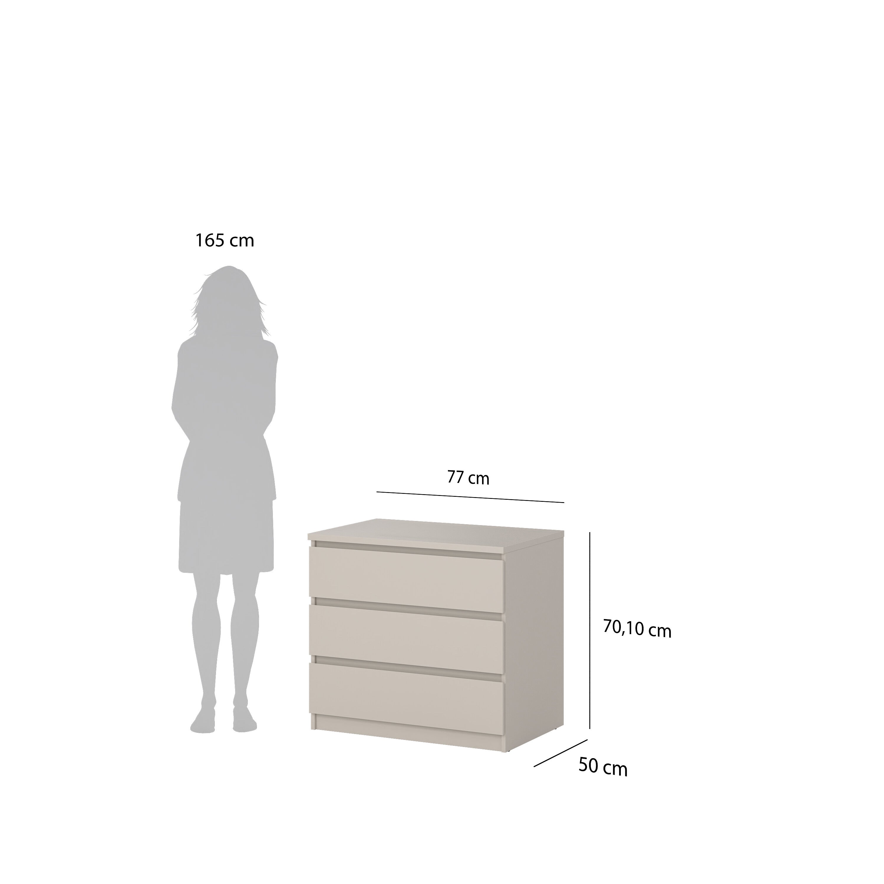 Naia Chest of 3 Drawers in Cashmere