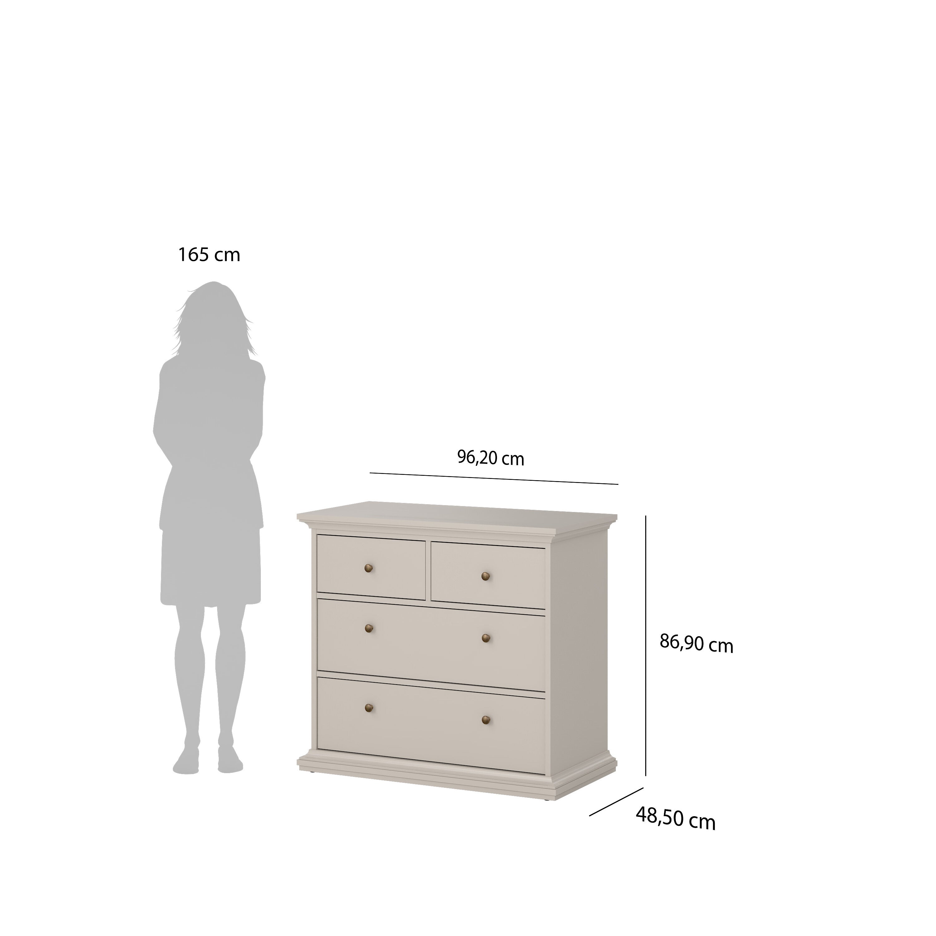 Paris Chest of 4 Drawers in Cashmere