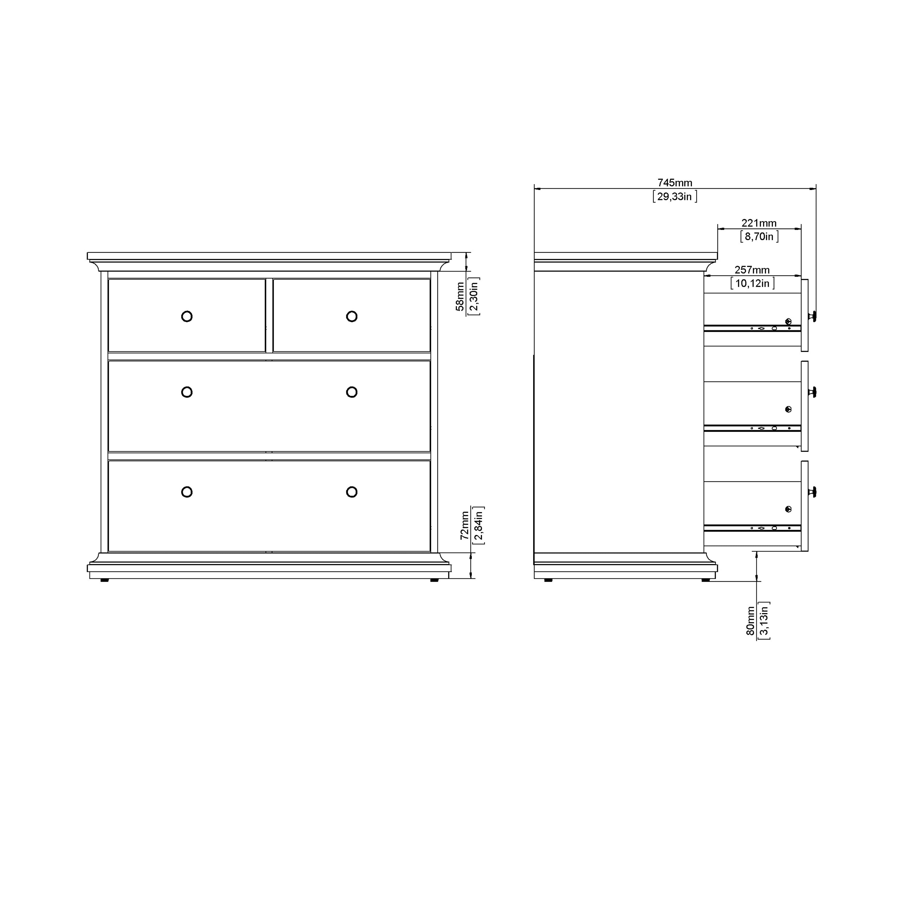 Paris Chest of 4 Drawers in Cashmere