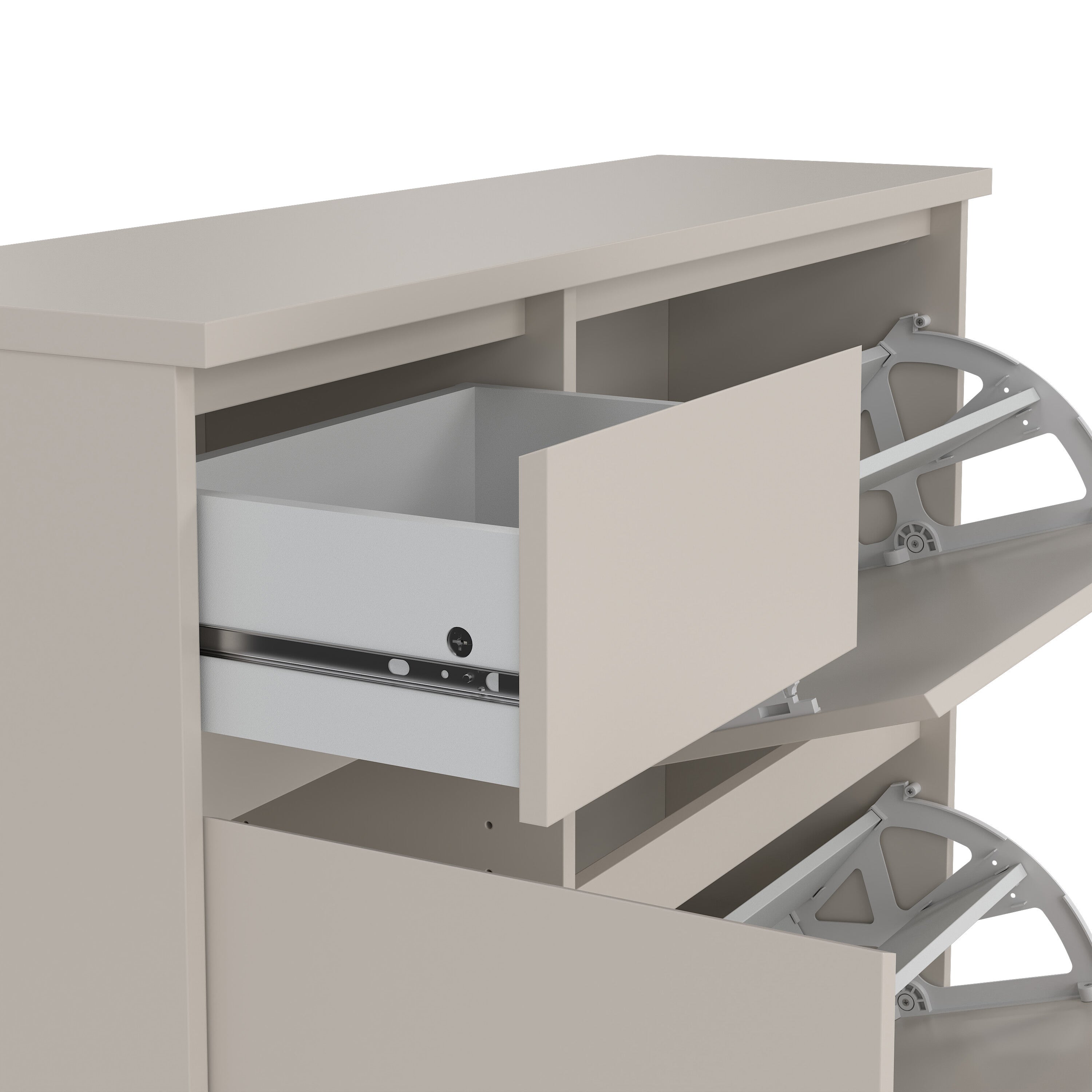 Naia Shoe cabinet 2 Tilting Doors 1 Door + 1 Drawer in Cashmere