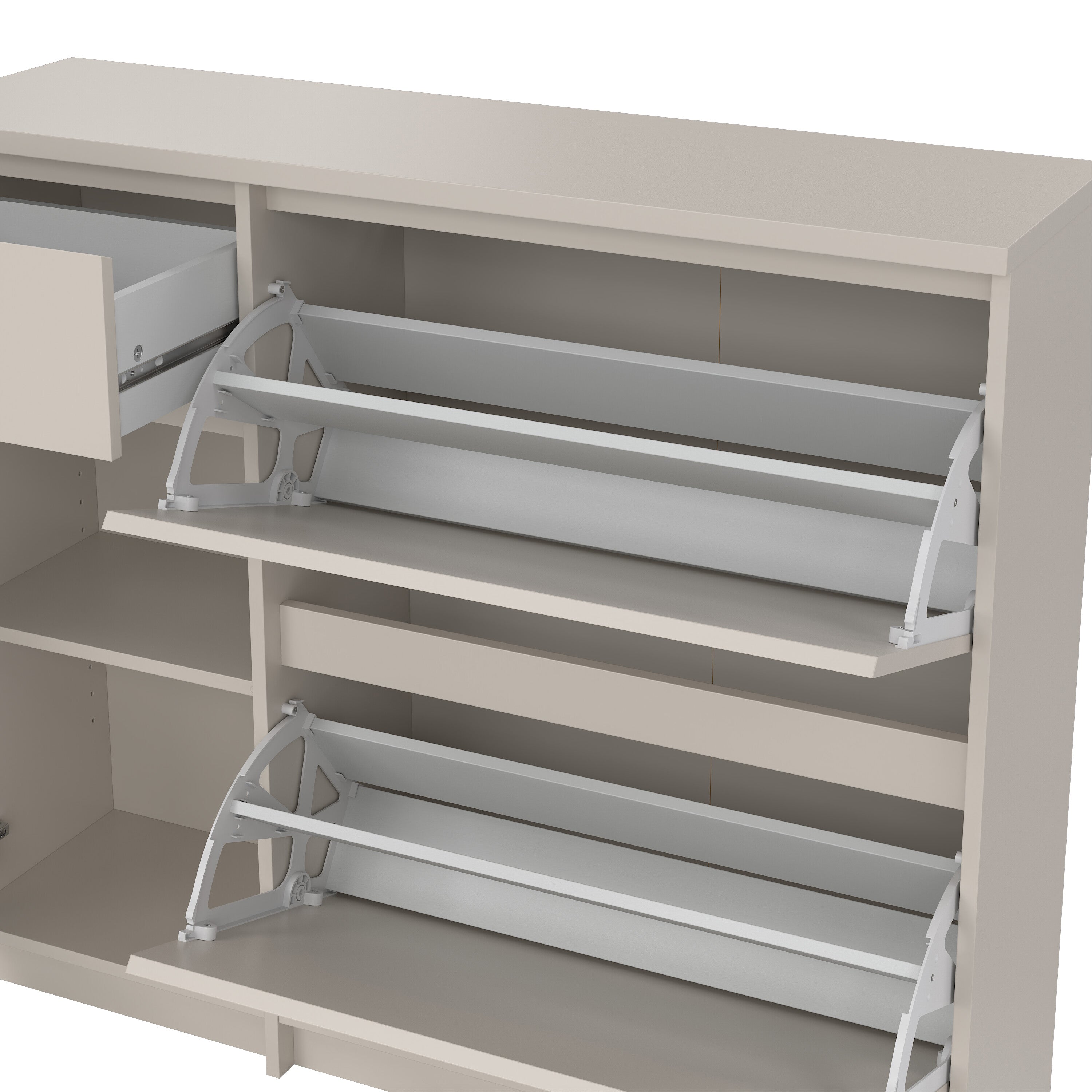 Naia Shoe cabinet 2 Tilting Doors 1 Door + 1 Drawer in Cashmere