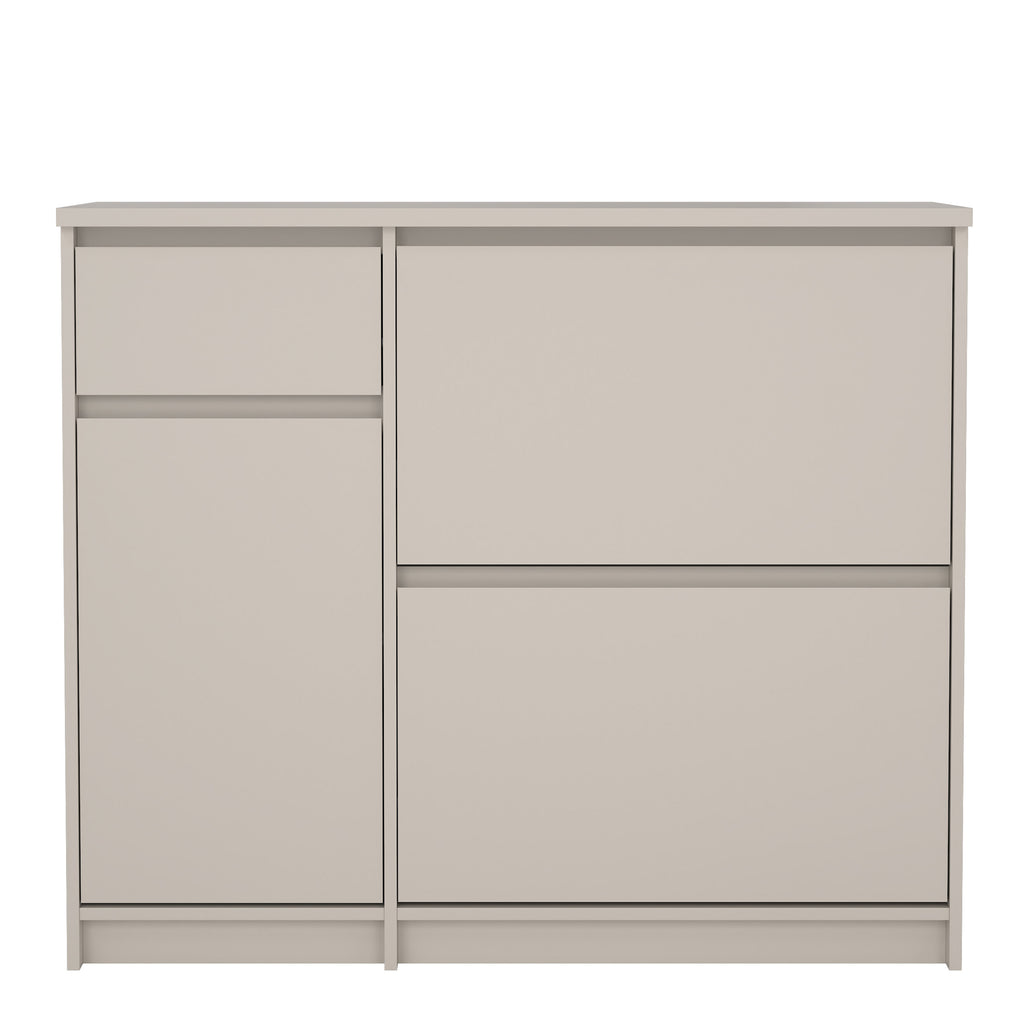 Naia Shoe cabinet 2 Tilting Doors 1 Door + 1 Drawer in Cashmere