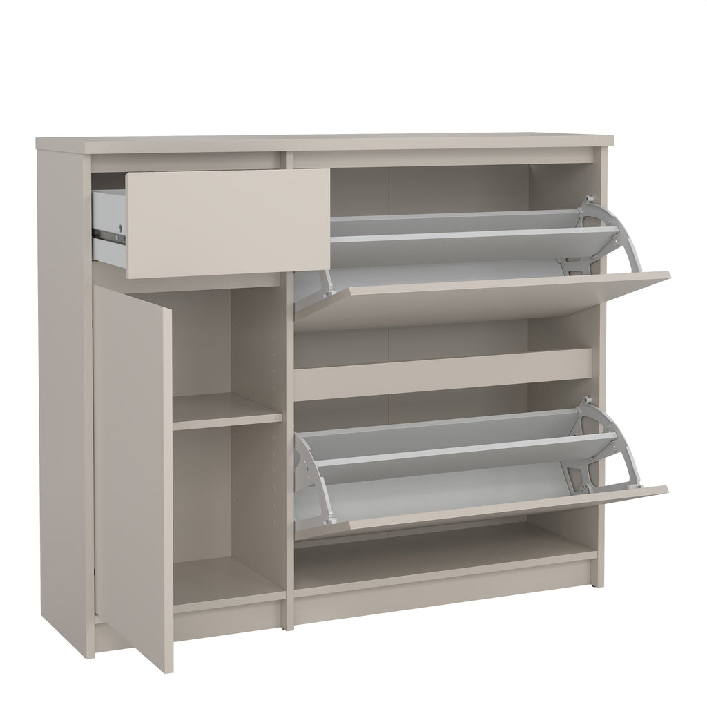 Naia Shoe cabinet 2 Tilting Doors 1 Door + 1 Drawer in Cashmere