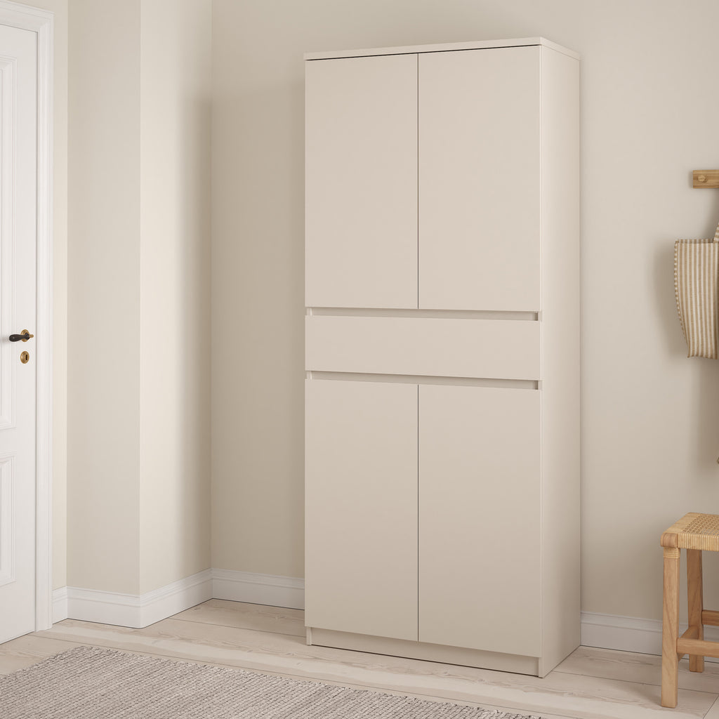 Naia Shoe cabinet with 4 Doors 1 Drawer in Cashmere