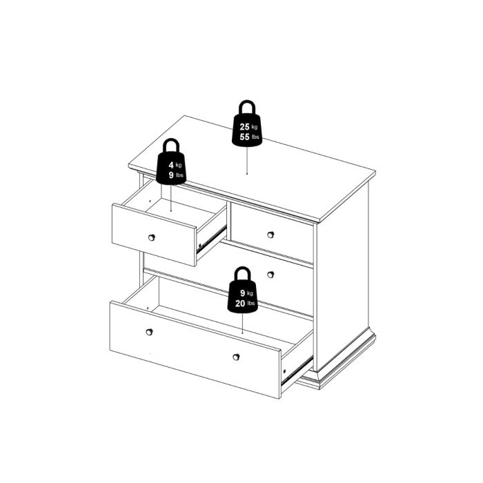 Paris Chest of 4 Drawers in Cashmere