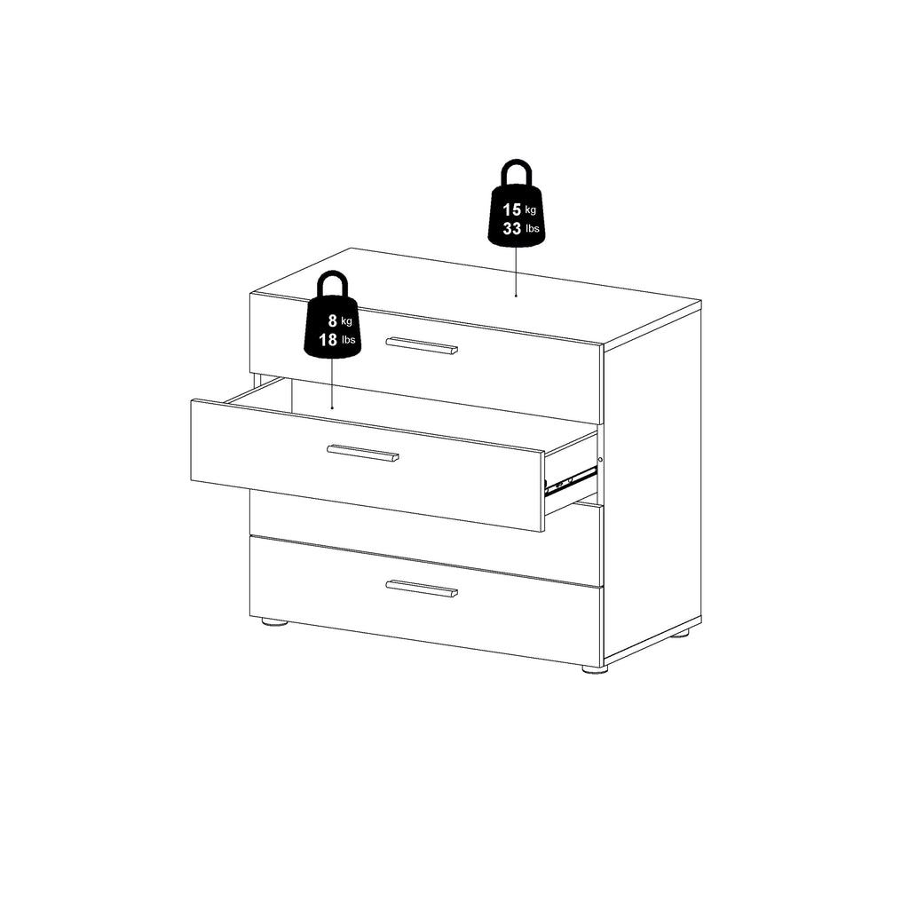 Pepe Chest of 4 Drawers in Oak with White High Gloss