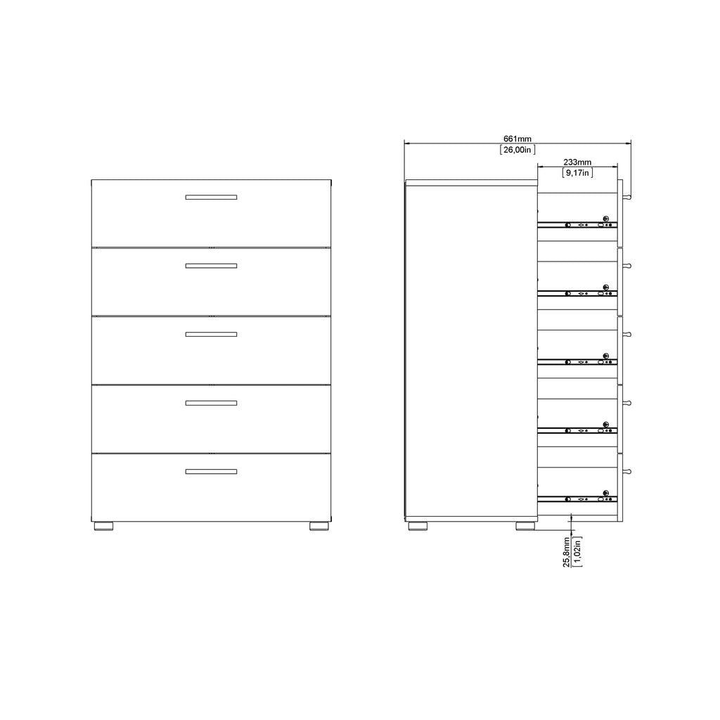 Pepe Chest of 5 Drawers in Black