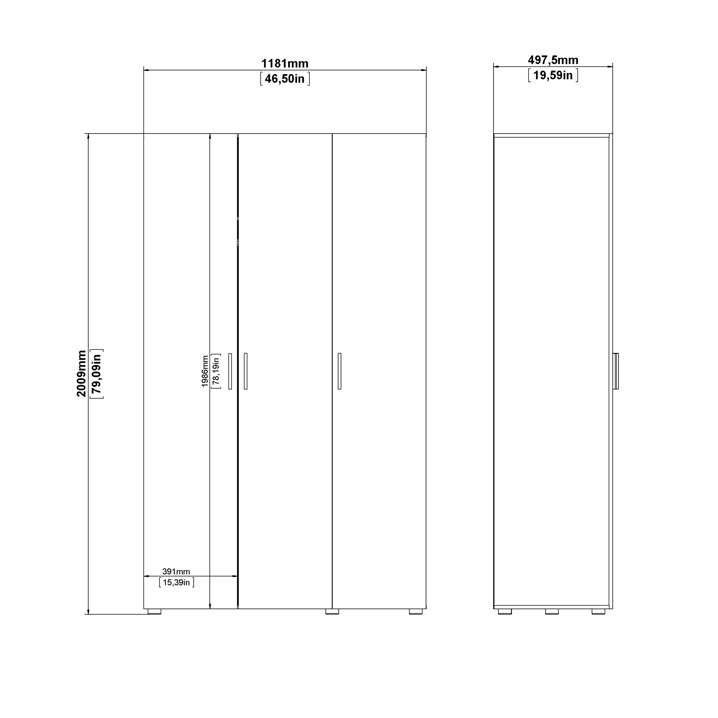 Pepe Wardrobe with 3 Doors in White