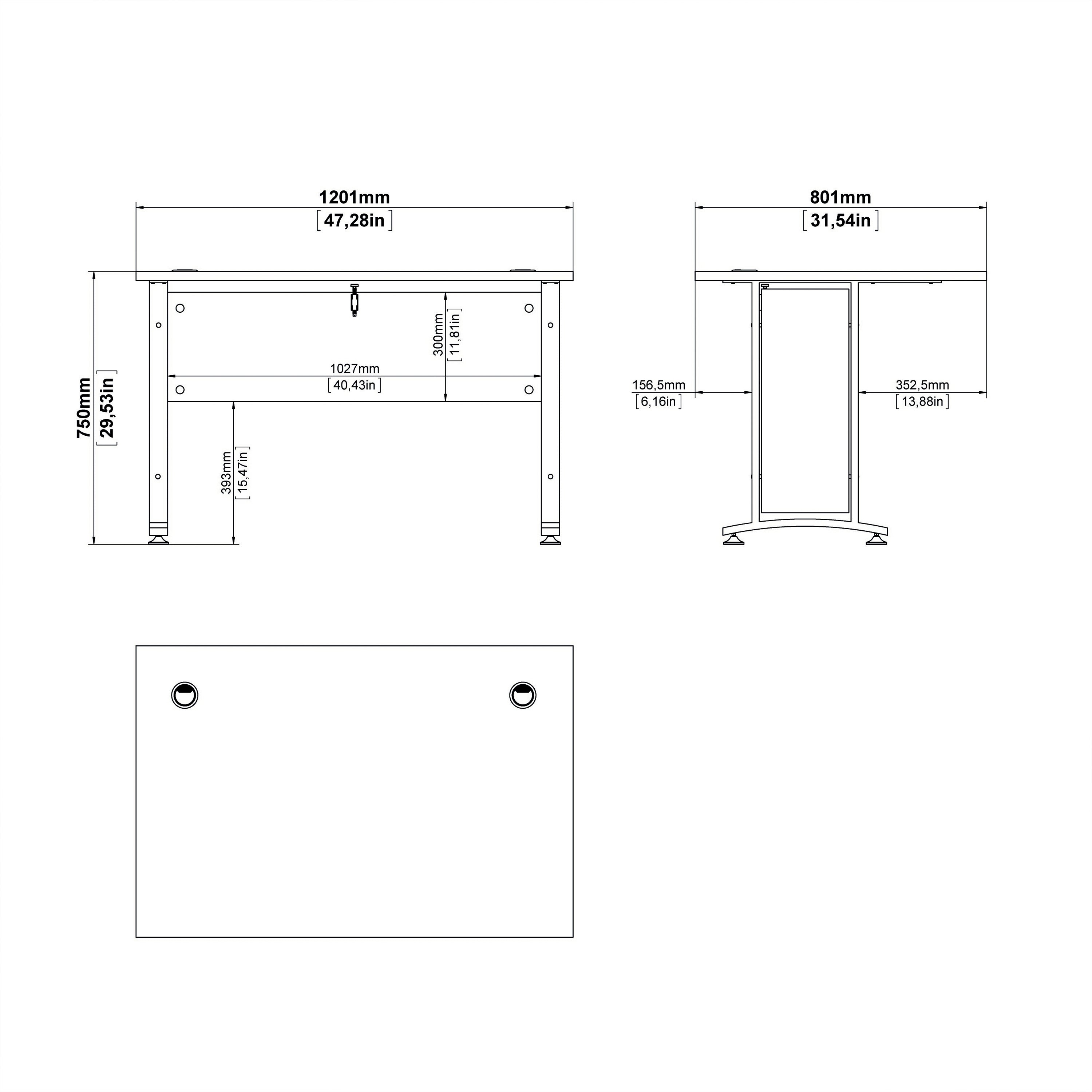 Prima Desk 120cm in White with Silver Grey Steel Legs