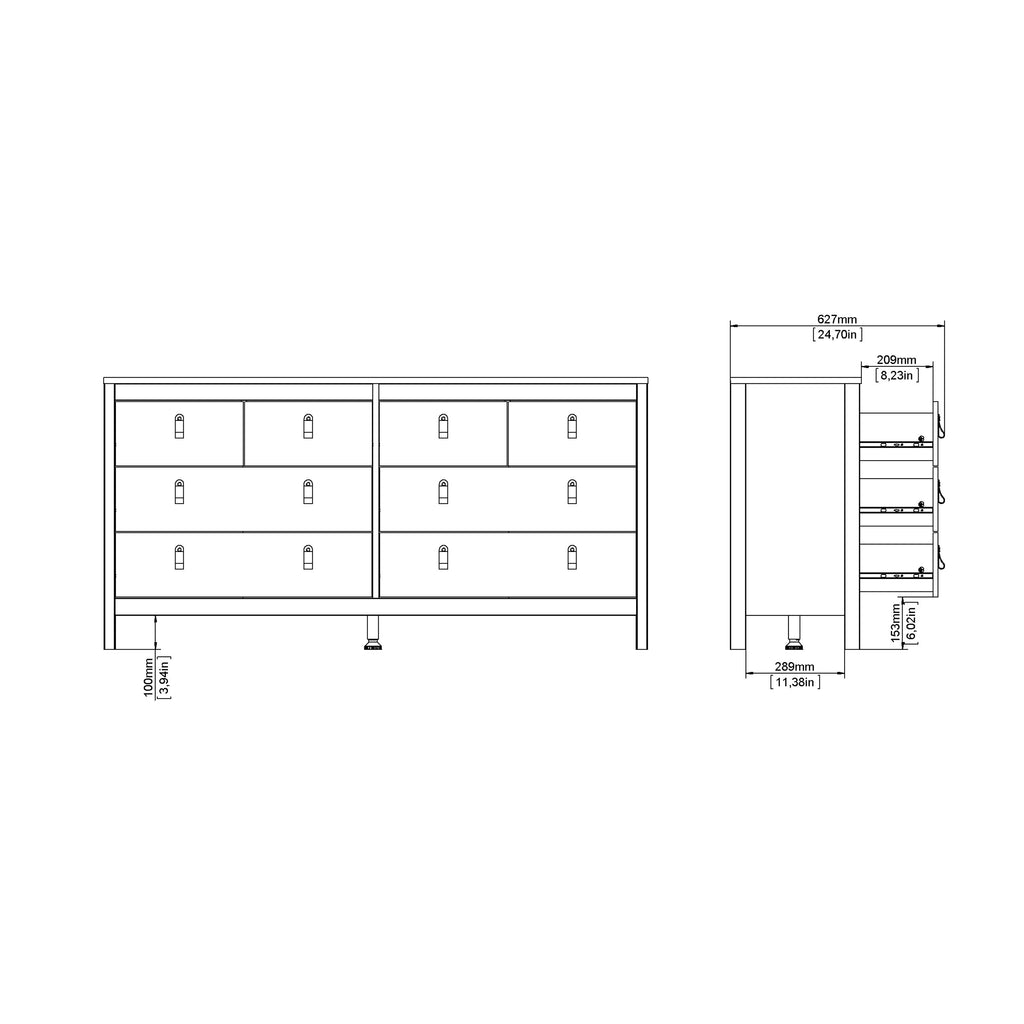 Madrid Double Dresser 4+4 Drawers in Jackson Hickory Oak