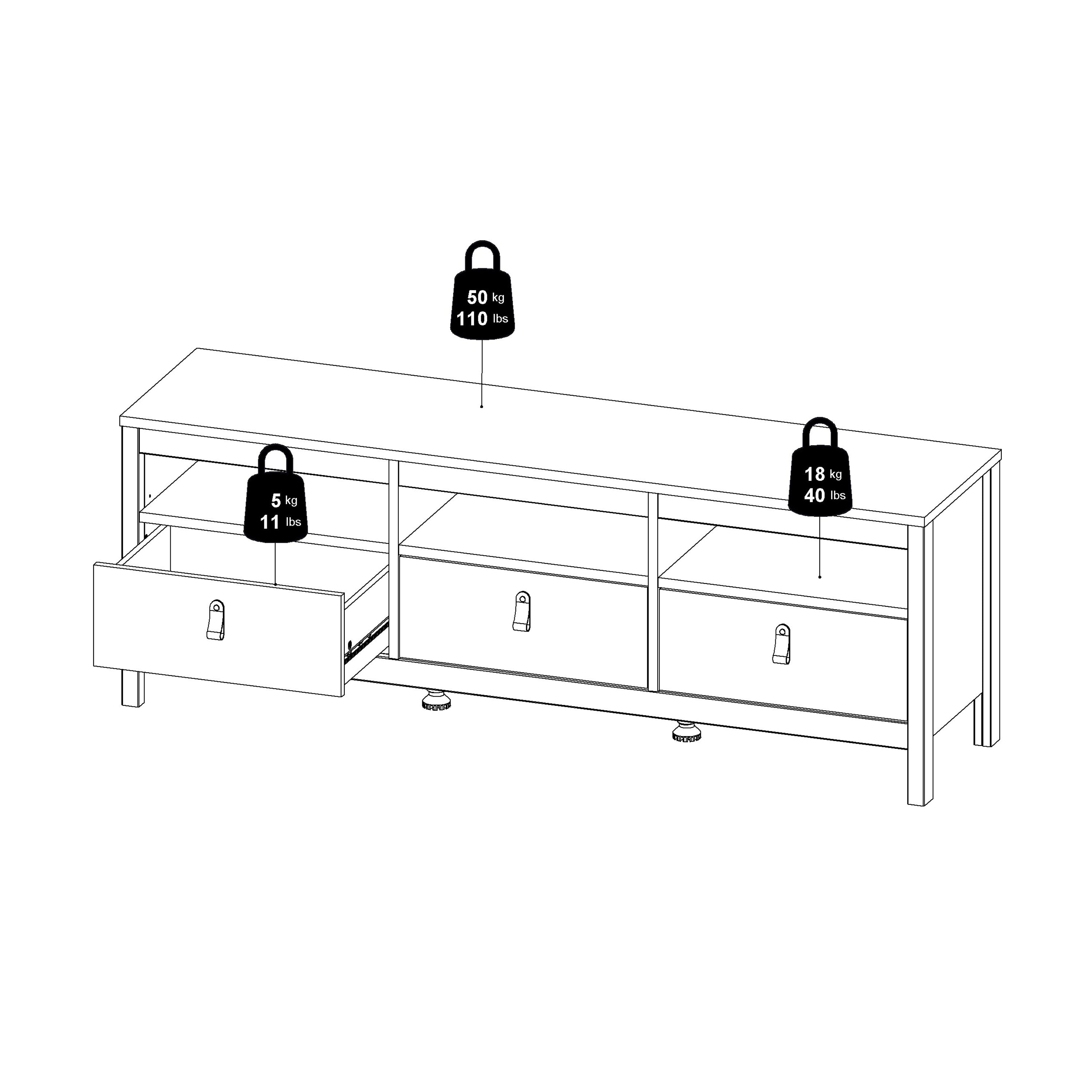 Madrid TV Unit 3 Drawers in Cashmere