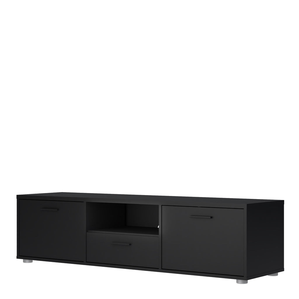 Media TV Unit with 2 Doors 1 Drawer 147cm Black