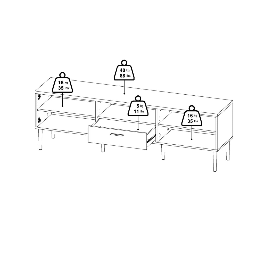 Media TV Unit with 2 Doors 1 Drawer in White