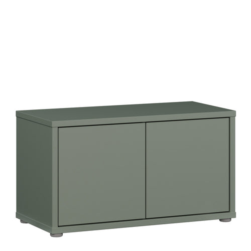 Alice Springs Bench with 2 Doors Push-to-Open in Sage Green