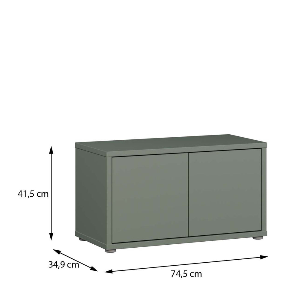 Alice Springs Bench with 2 Doors Push-to-Open in Sage Green