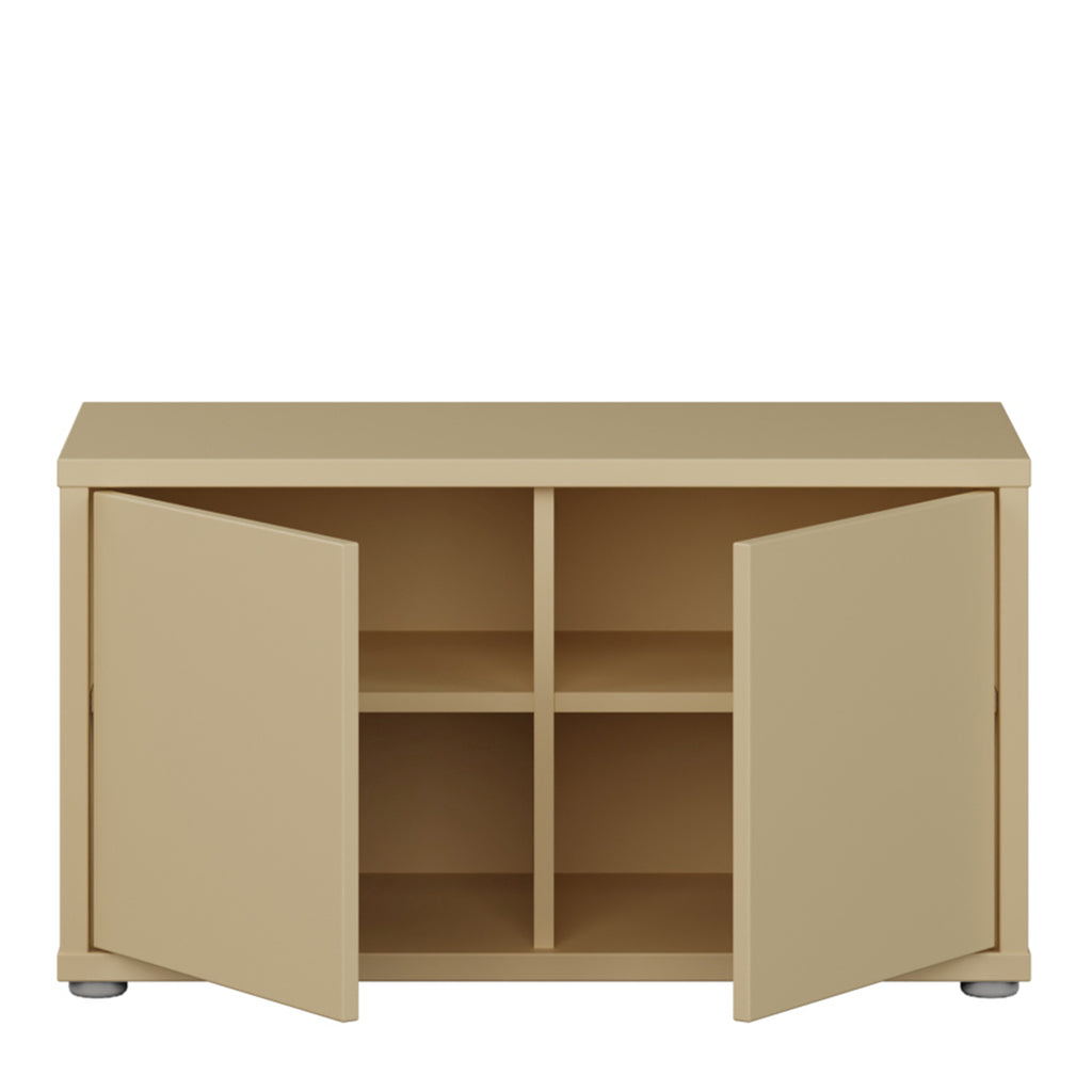 Alice Springs Bench with 2 Doors Push-to-Open in Butter Yellow