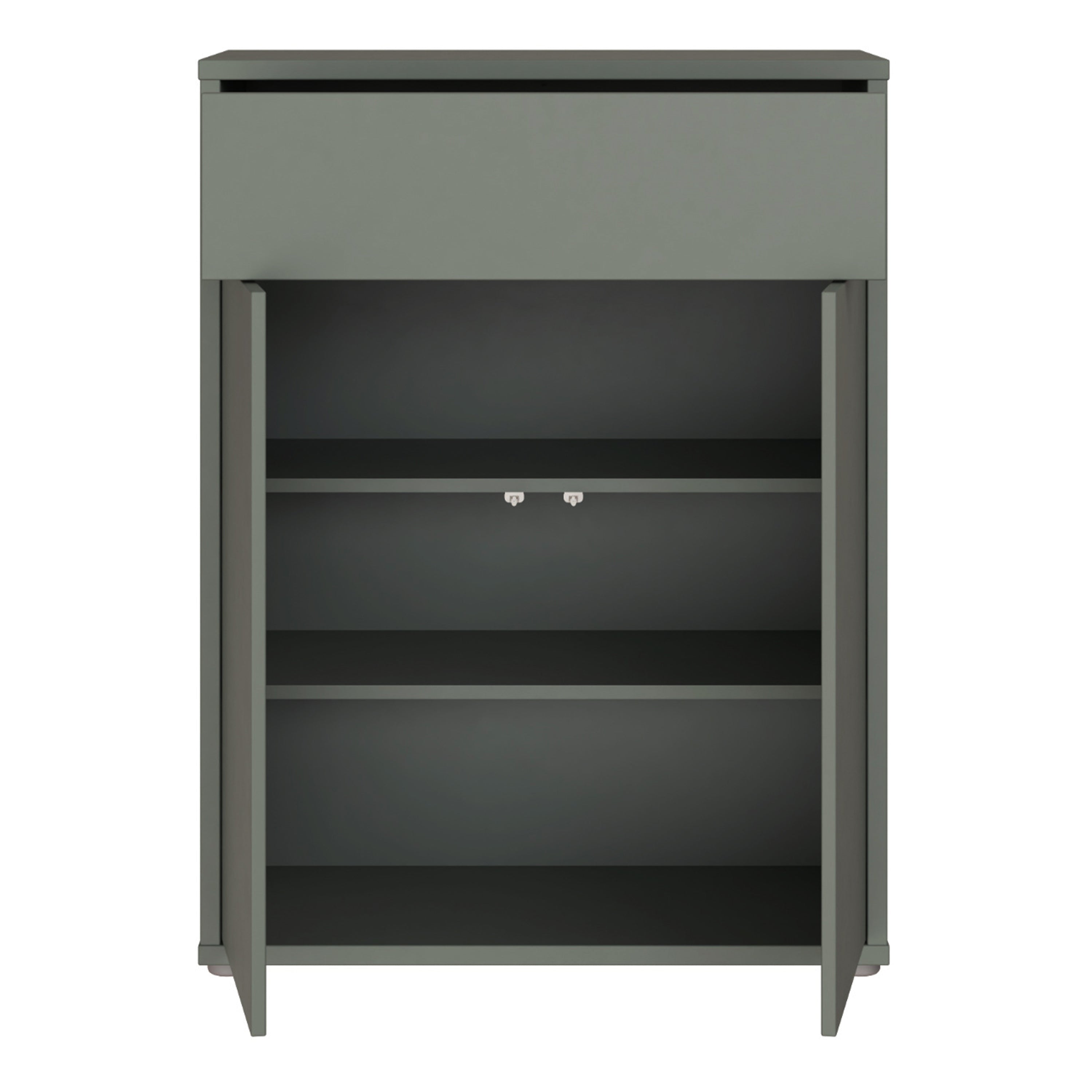 Alice Springs Shoe Cabinet with 2 Doors Push-to-Open & 1 Drawer Push-to-Open in Sage Green