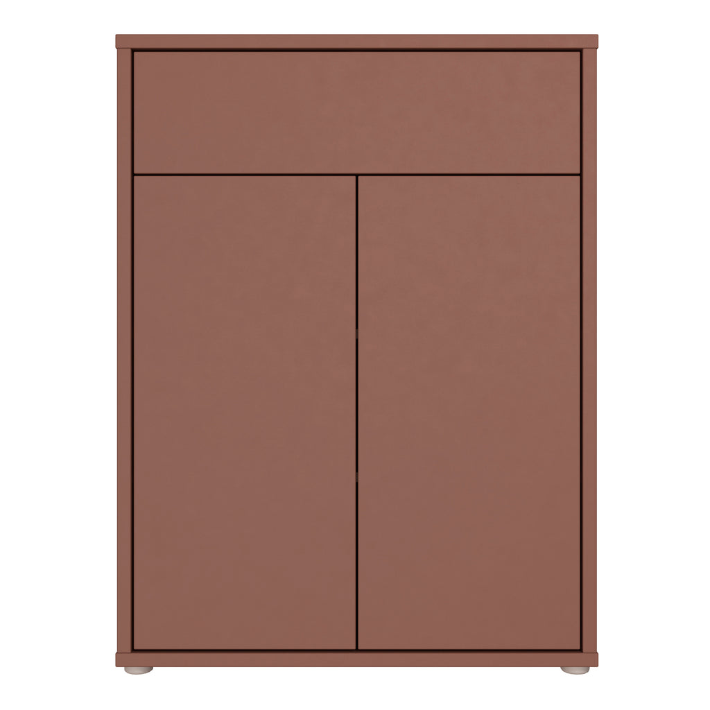 Alice Springs Compact Shoe Cabinet with 2 Doors Push-to-Open & 1 Drawer Push-to-Open in Terracotta