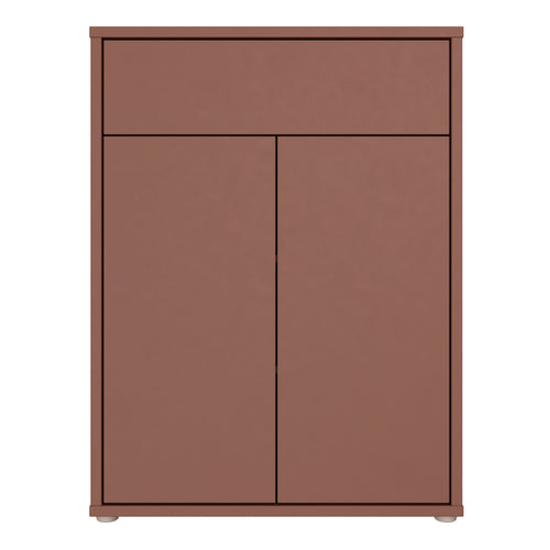 Alice Springs Compact Shoe Cabinet with 2 Doors Push-to-Open & 1 Drawer Push-to-Open in Terracotta