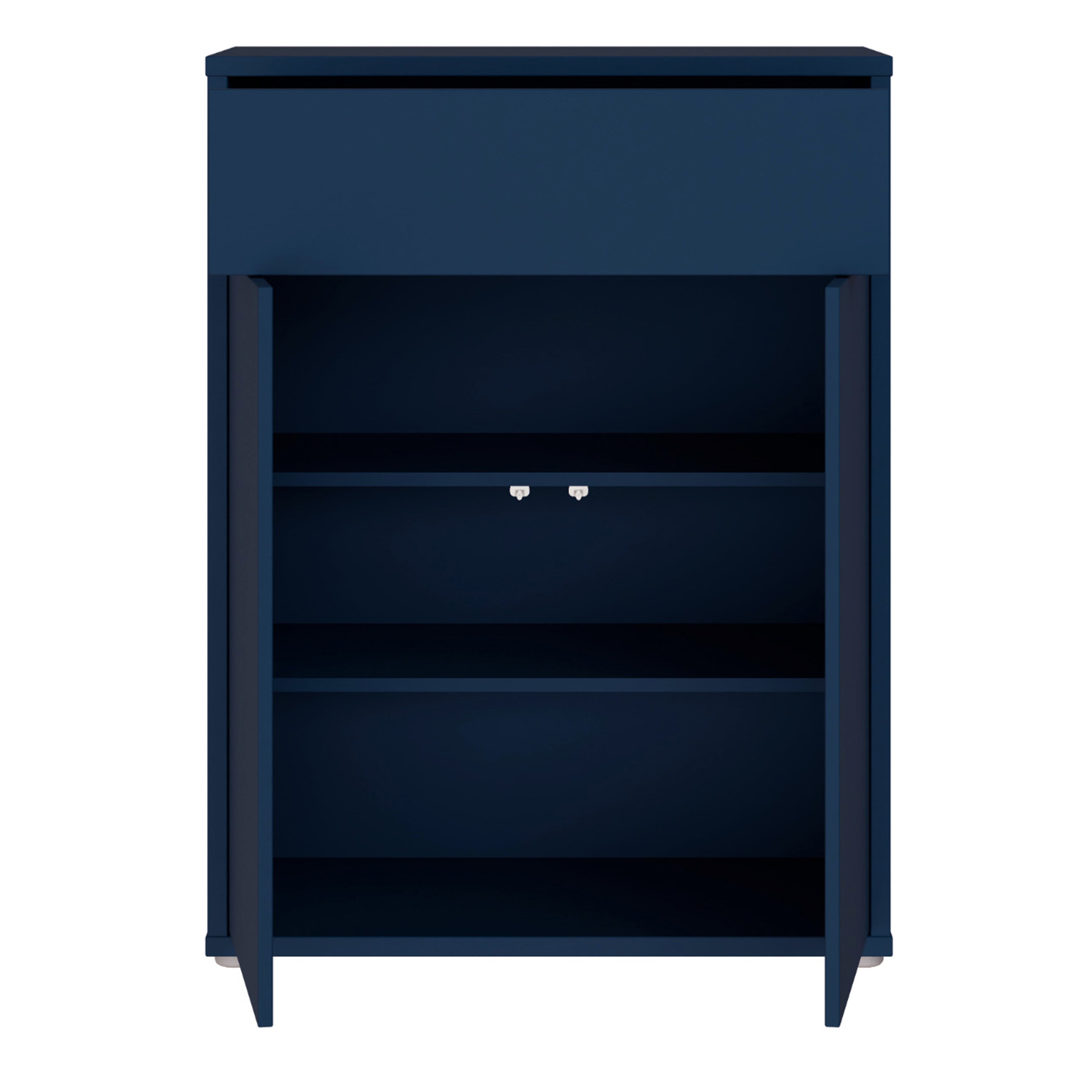 Alice Springs Compact Shoe Cabinet with 2 Doors Push-to-Open & 1 Drawer Push-to-Open in Night Blue