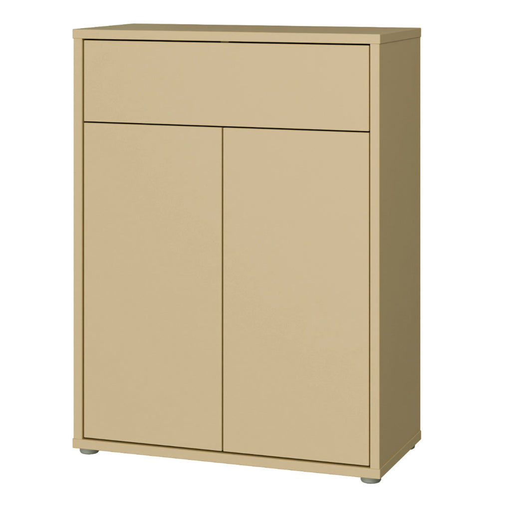 Alice Springs Compact Shoe Cabinet with 2 Doors Push-to-Open & 1 Drawer Push-to-Open in Butter Yellow