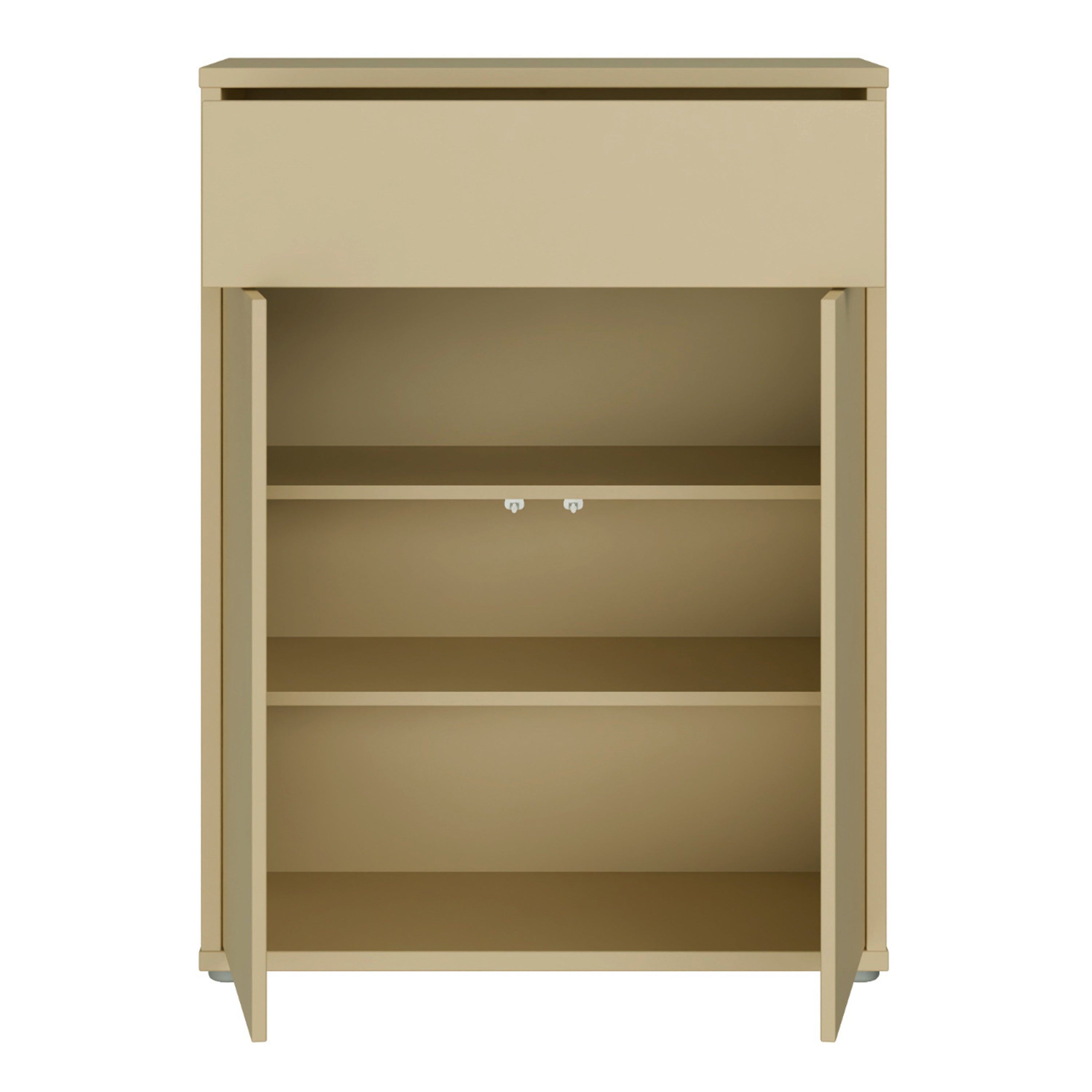 Alice Springs Compact Shoe Cabinet with 2 Doors Push-to-Open & 1 Drawer Push-to-Open in Butter Yellow